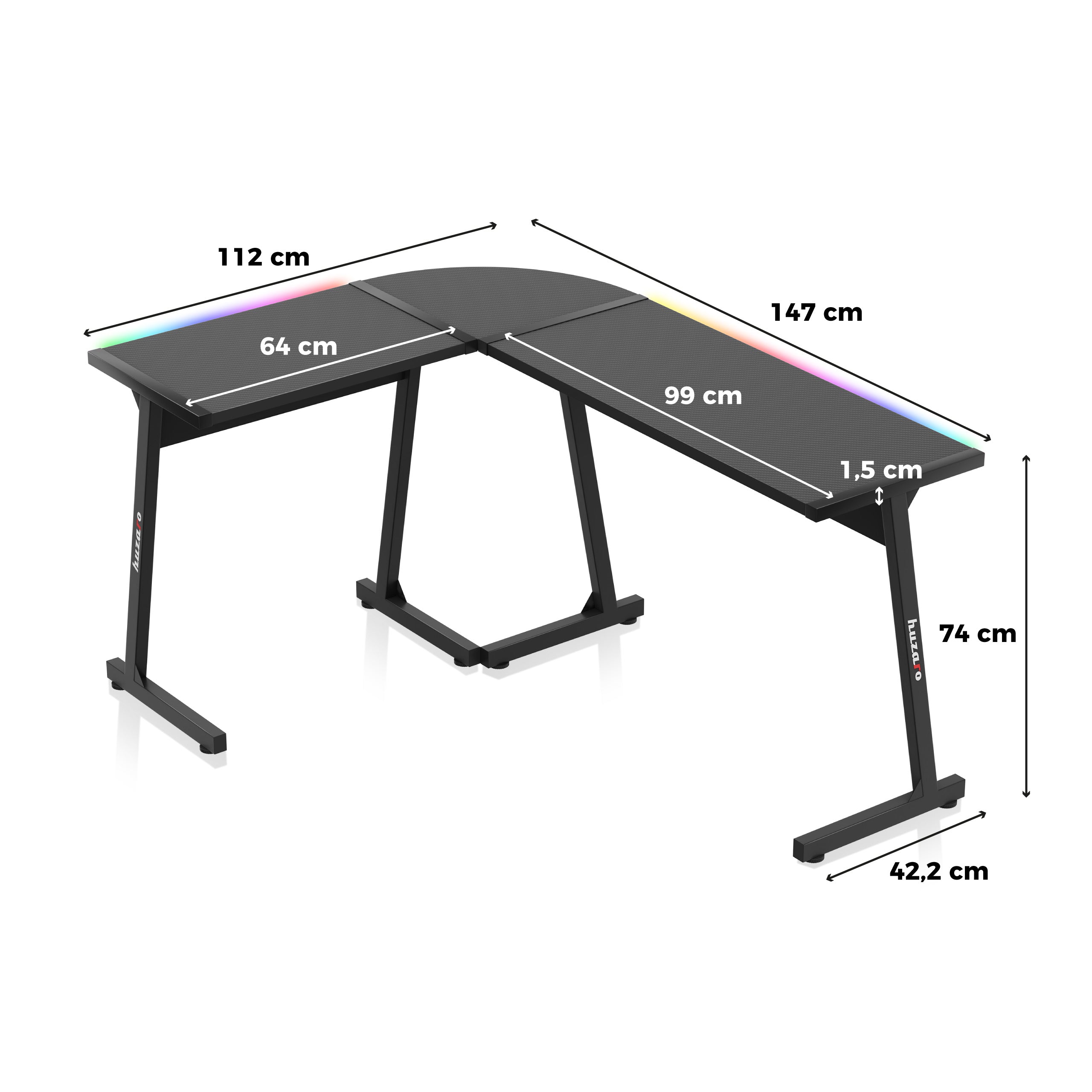 Huzaro Hero 6.0 RGB LED išmanusis žaidimų stalas