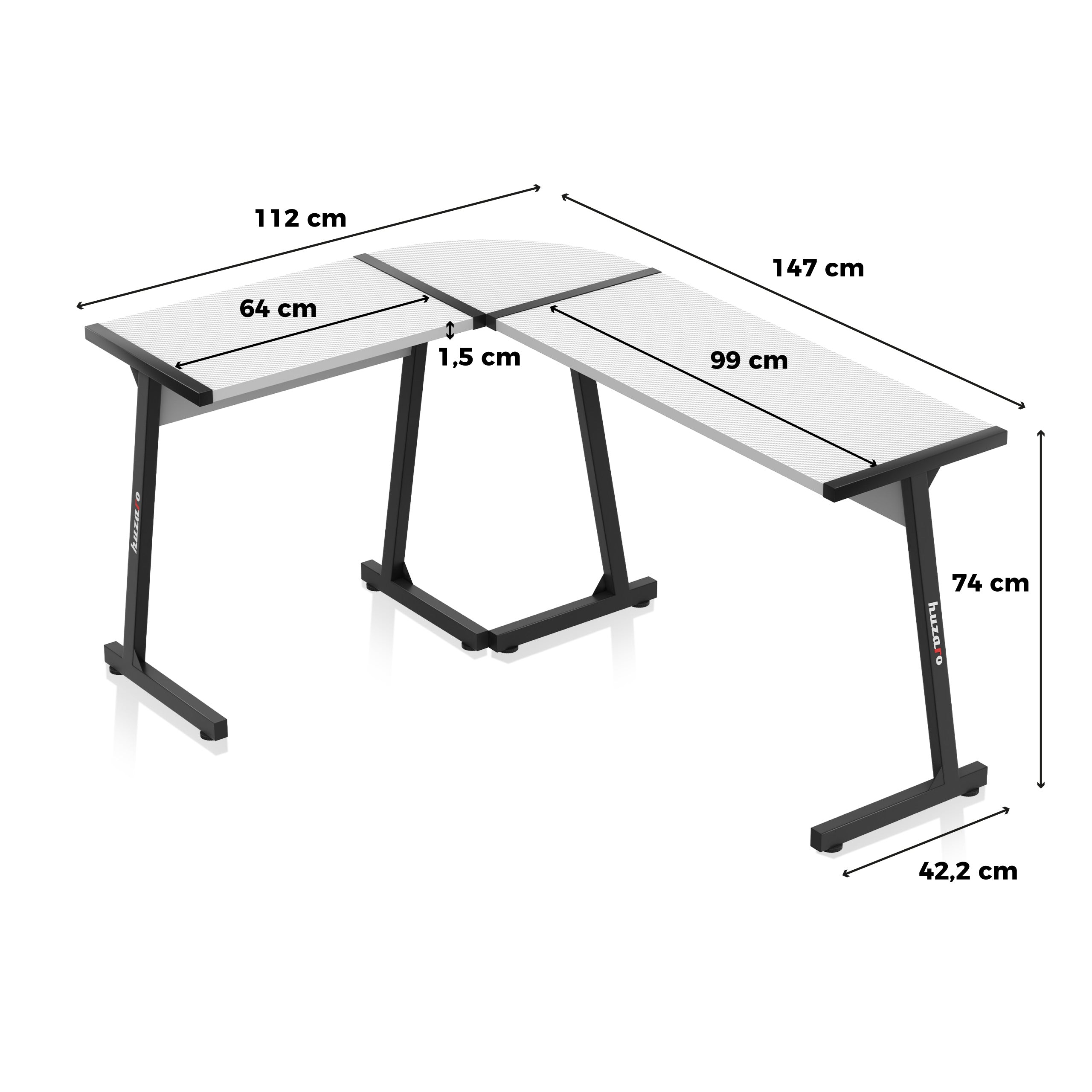 Huzaro Hero 6.0 baltas žaidimų stalas