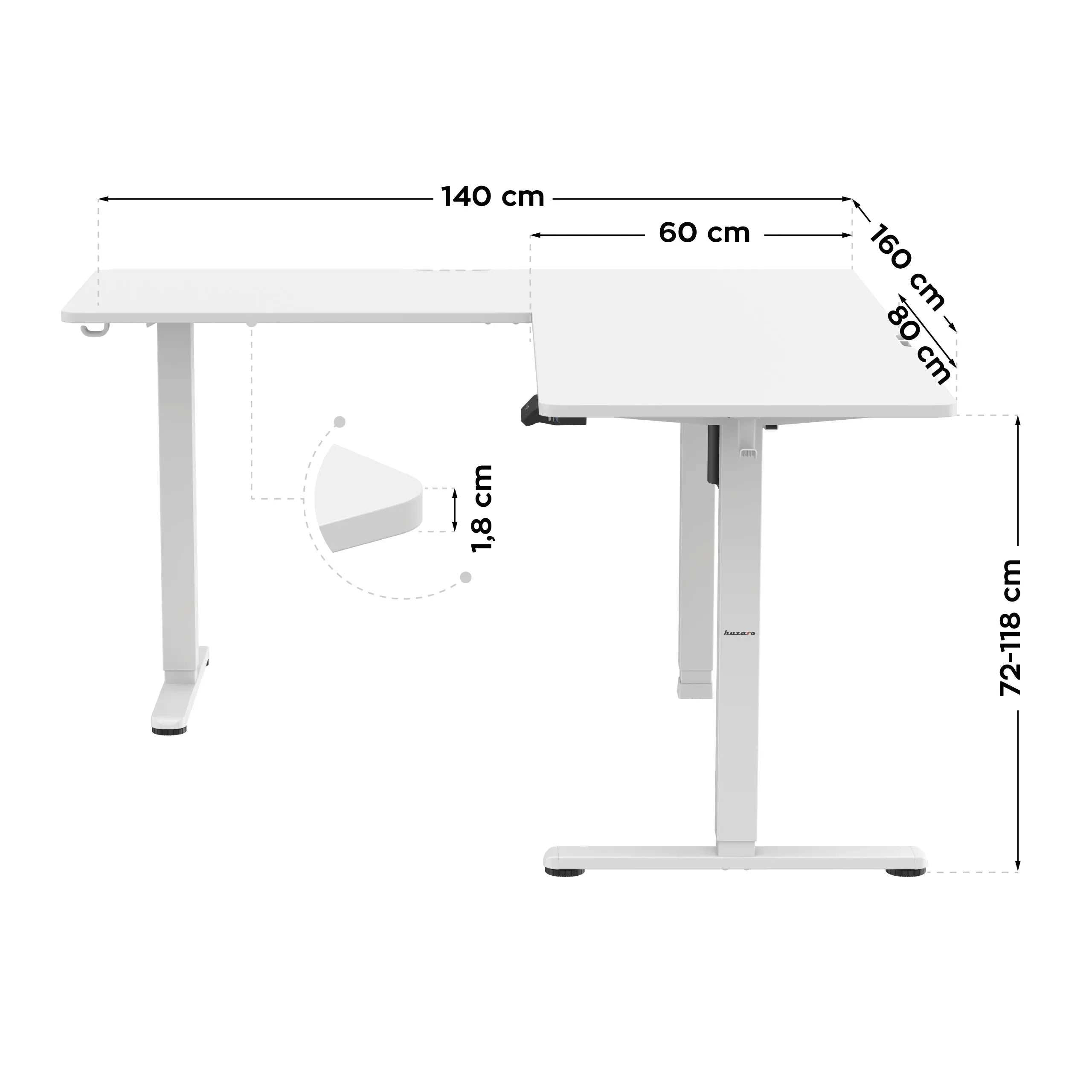 Huzaro Hero 9.5 baltas elektrinis stalas