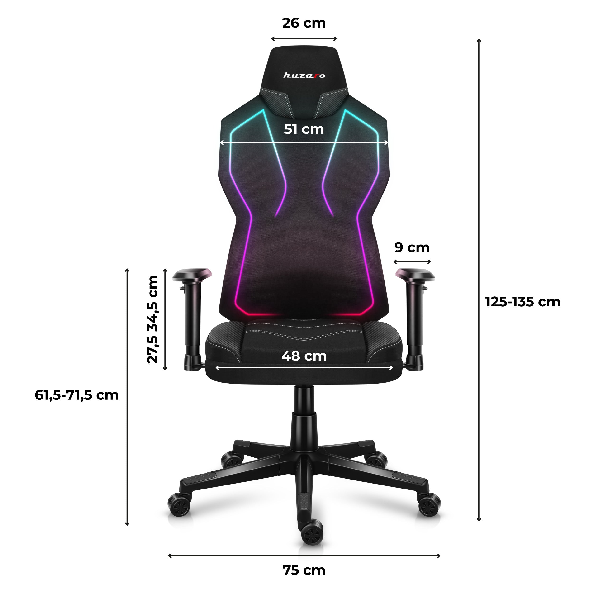 Huzaro Combat 6.2 Black RGB žaidimų kėdė