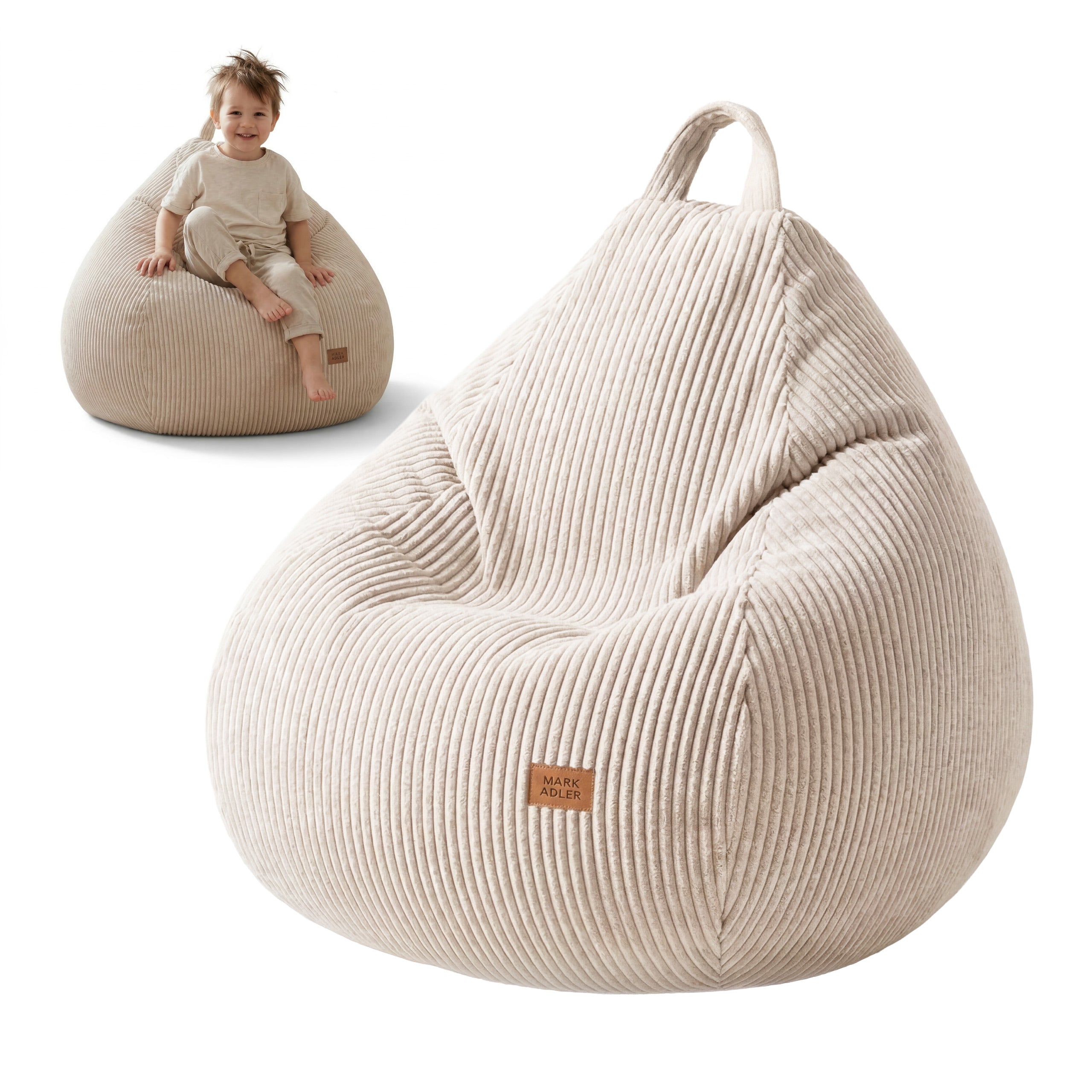 Bėžinis velvetinis sėdmaišis Mark Adler Comfy 1.0 Beige