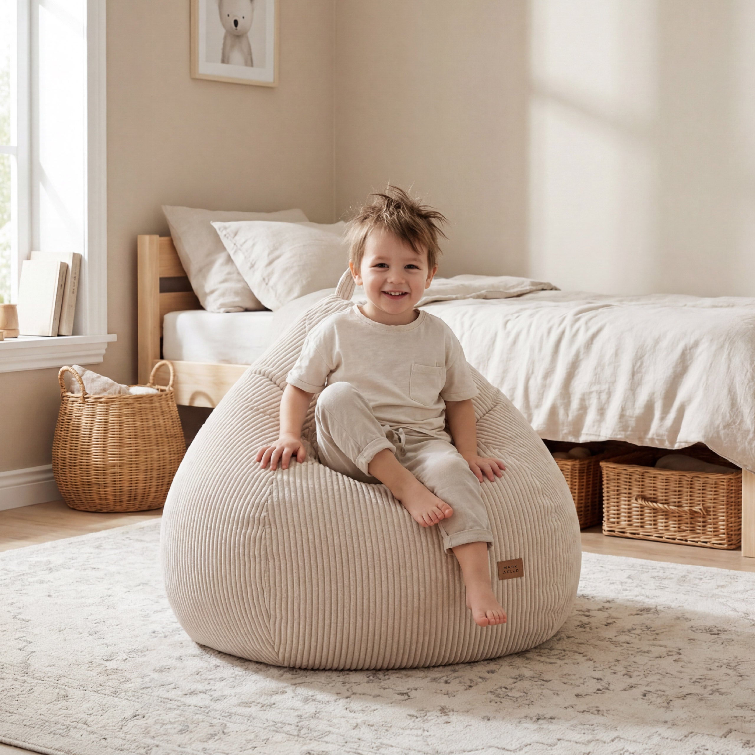 Bėžinis velvetinis sėdmaišis Mark Adler Comfy 1.0 Beige
