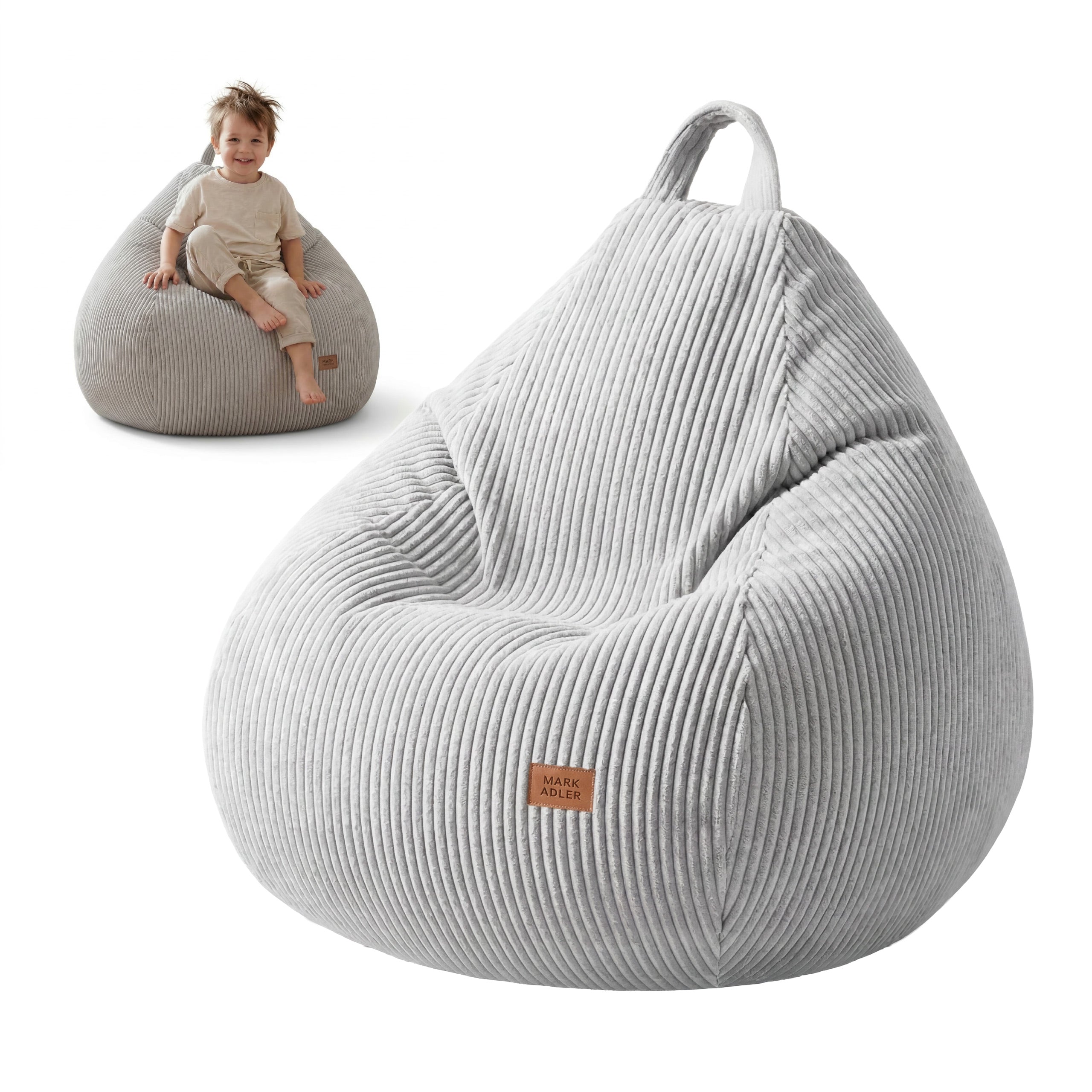 Pilkas velvetinis sėdmaišis Mark Adler Comfy 1.0 Grey