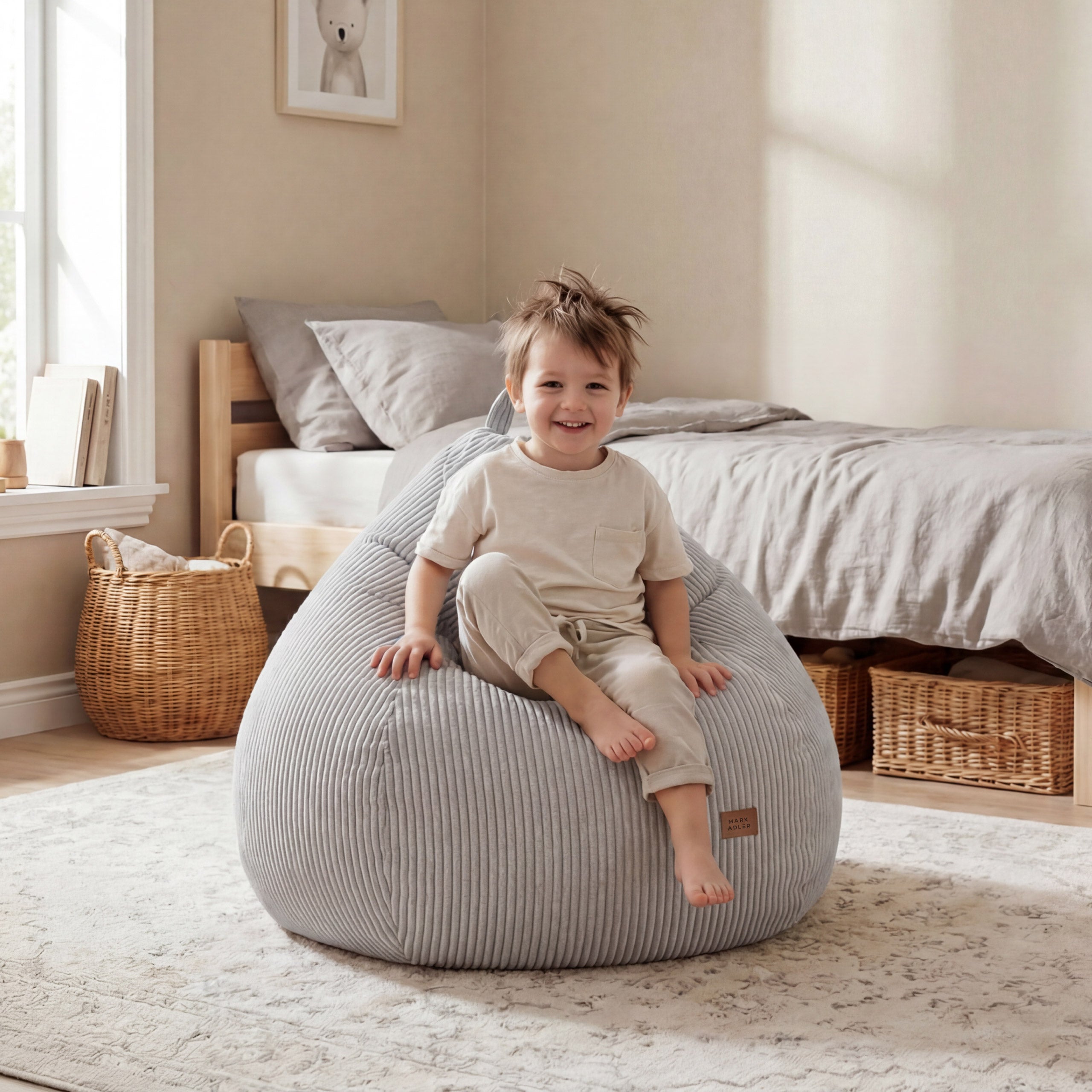 Pilkas velvetinis sėdmaišis Mark Adler Comfy 1.0 Grey