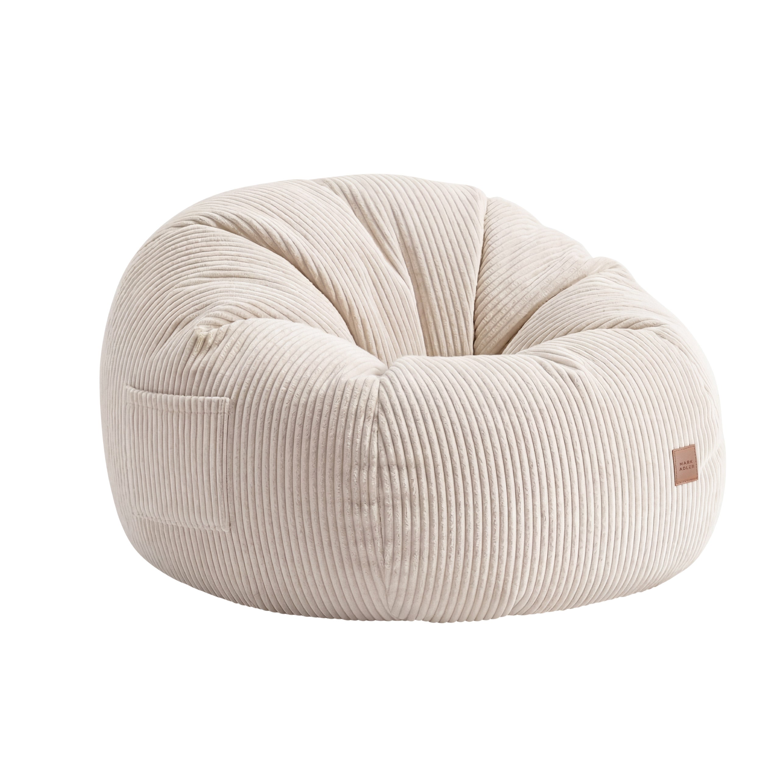 Ruožuoto aksomo sėdmaišis su pakoju Mark Adler Comfy 3.0 Beige