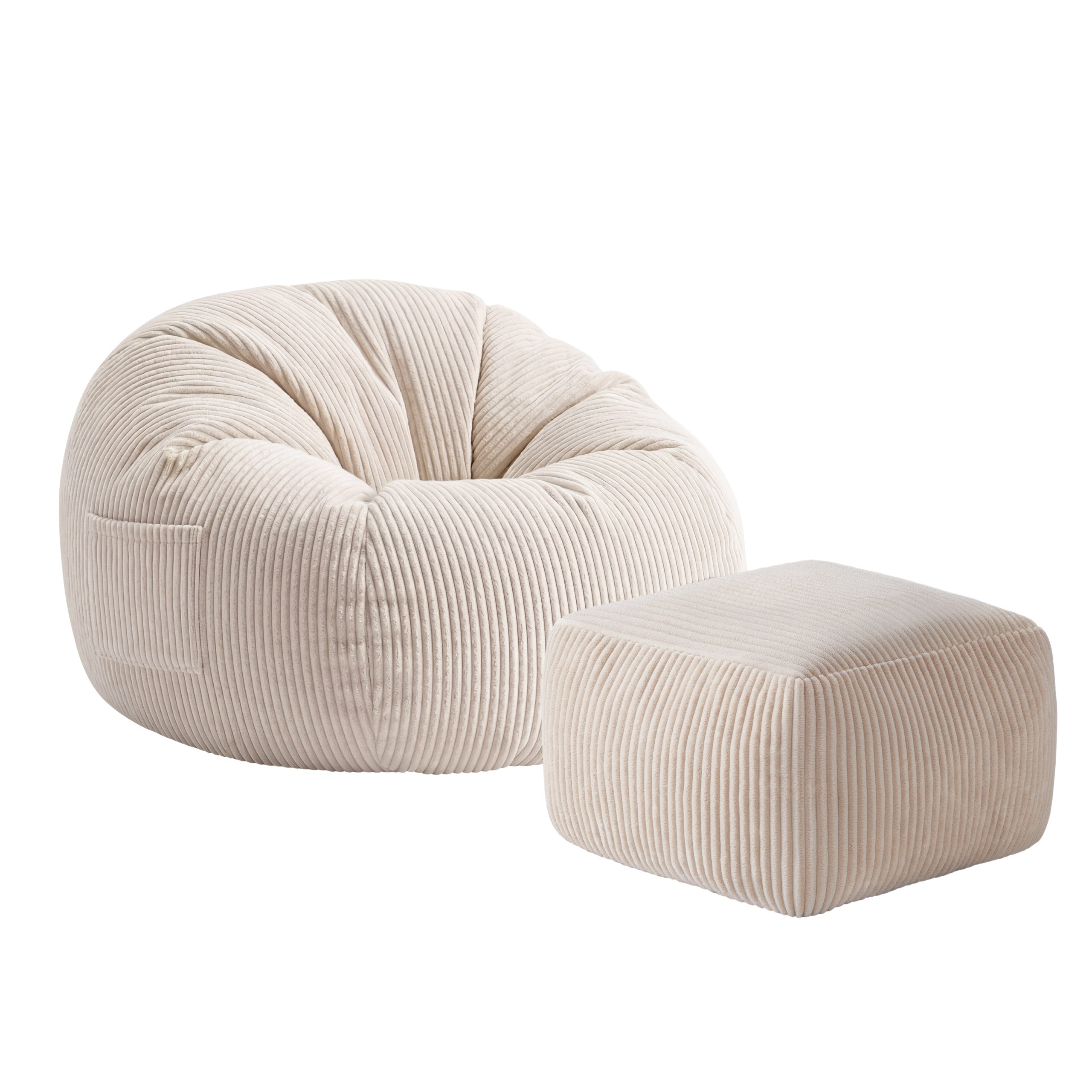 Ruožuoto aksomo sėdmaišis su pakoju Mark Adler Comfy 3.0 Beige