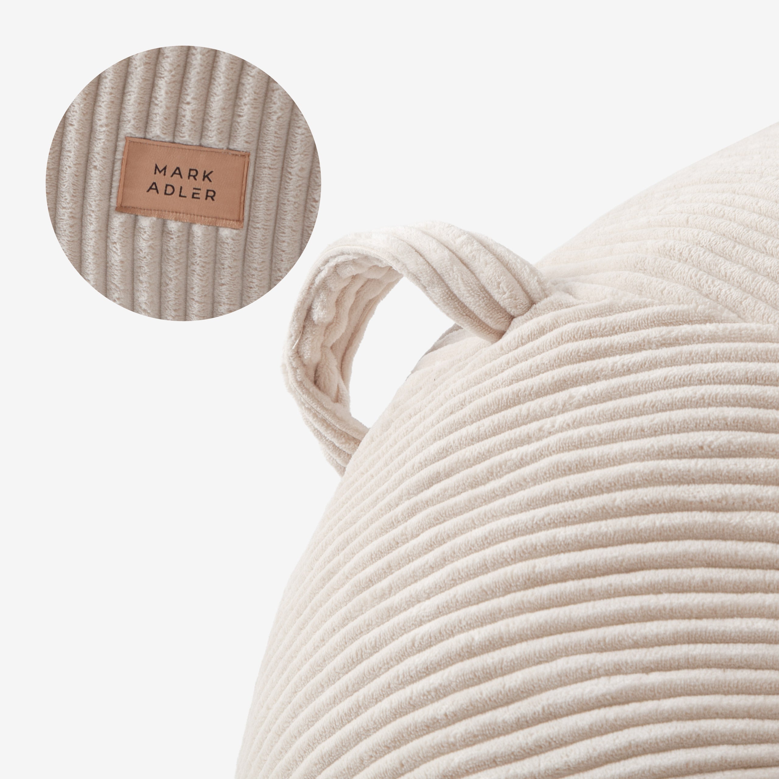Ruožuoto aksomo sėdmaišis su pakoju Mark Adler Comfy 3.0 Beige