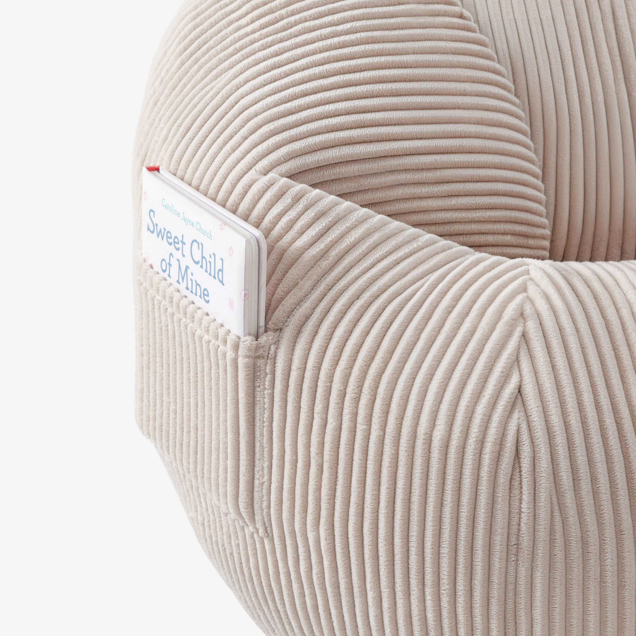 Ruožuoto aksomo sėdmaišis su pakoju Mark Adler Comfy 3.0 Beige