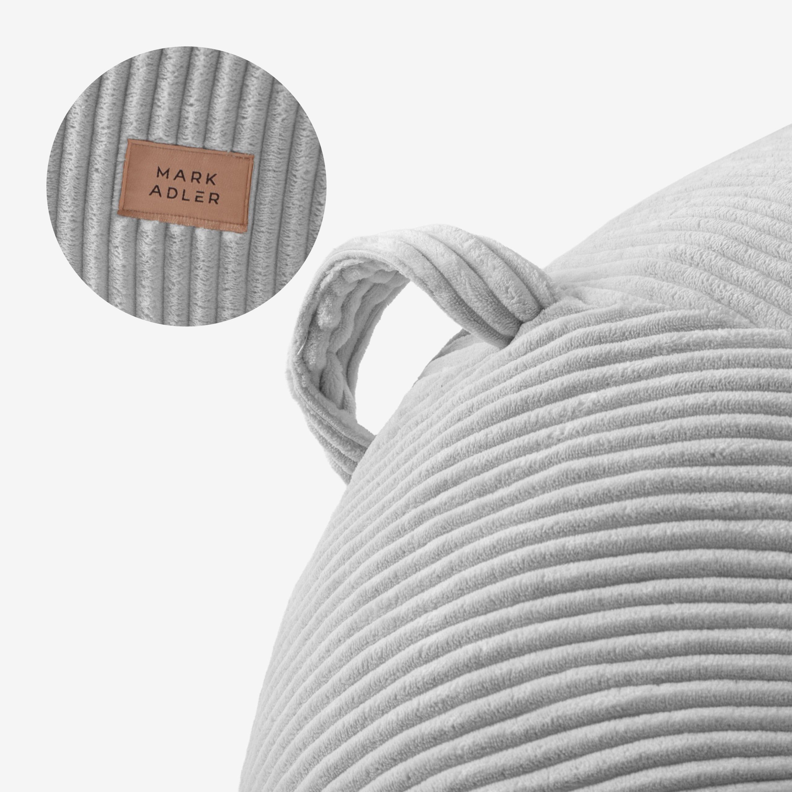 Ruožuoto aksomo sėdmaišis su pakoju Mark Adler Comfy 3.0 Grey