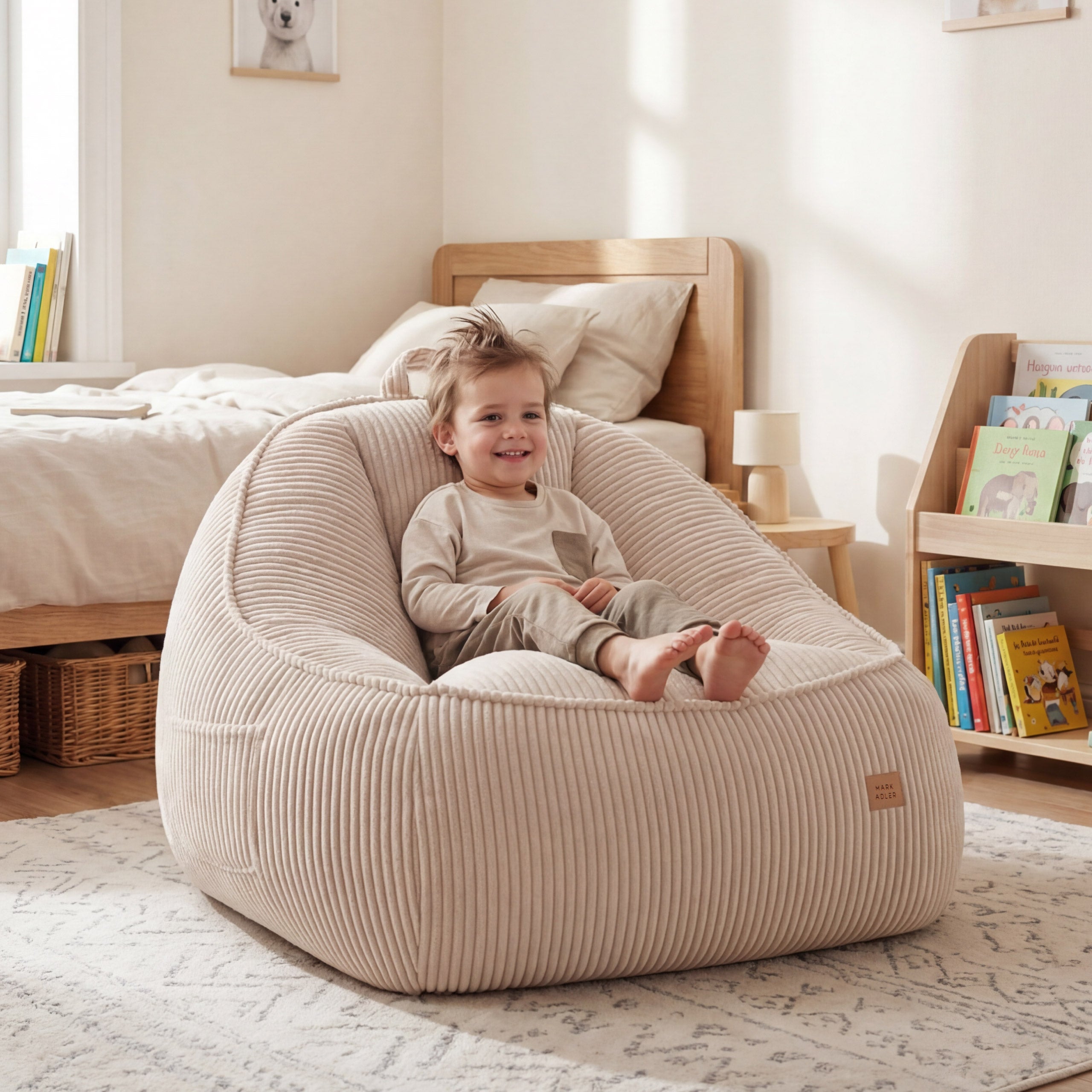 Sėdmaišis su atlošu iš velveto Mark Adler Comfy 4.0 Beige