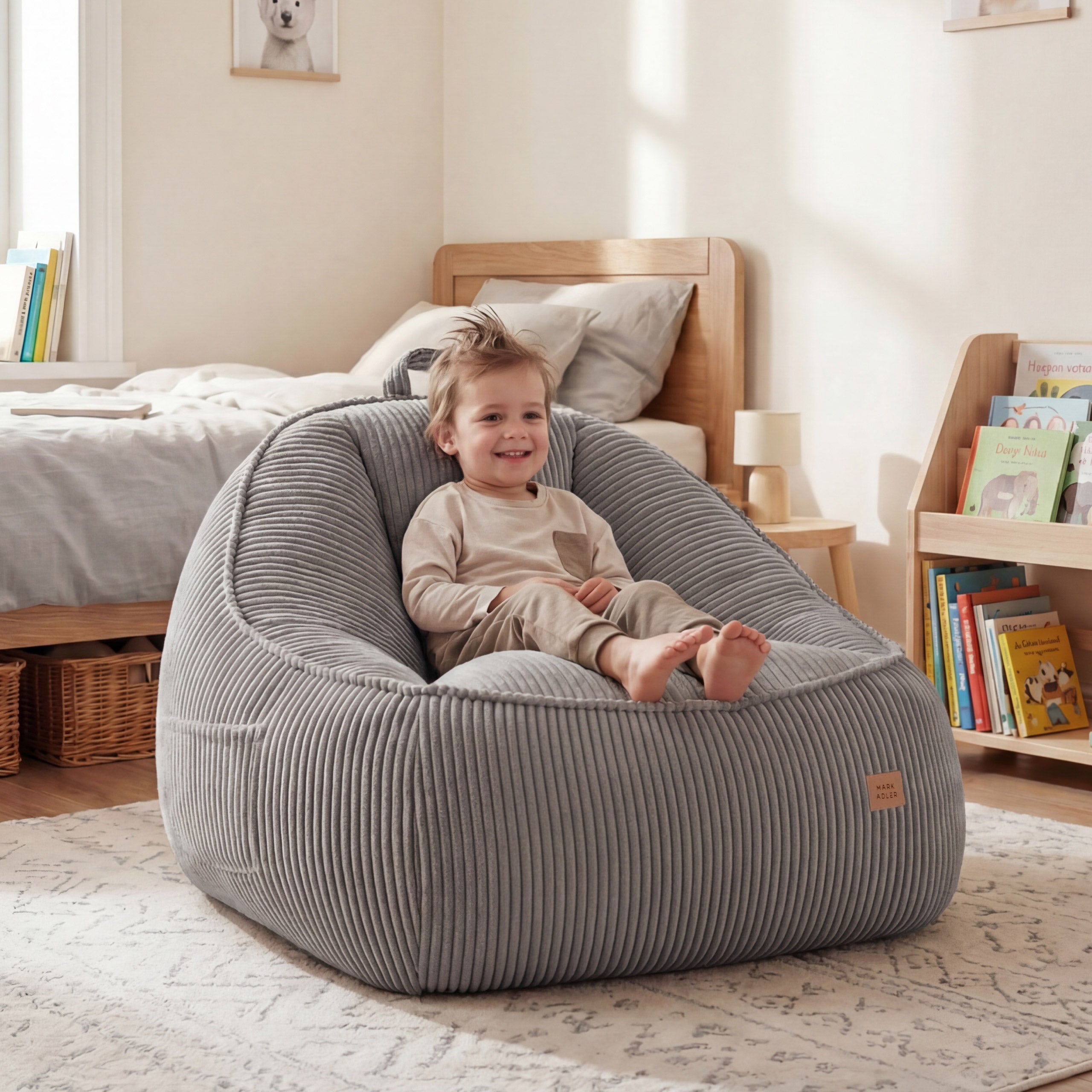 Sėdmaišis su atlošu iš velveto Mark Adler Comfy 4.0 Grey