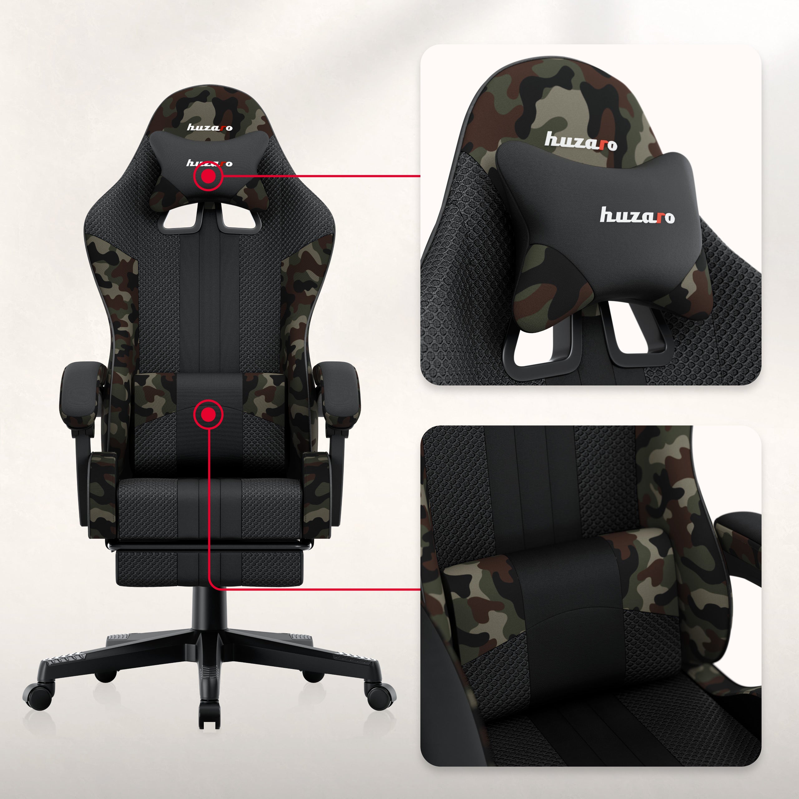 Huzaro Force 4.7 Camo Mesh žaidimų kėdė