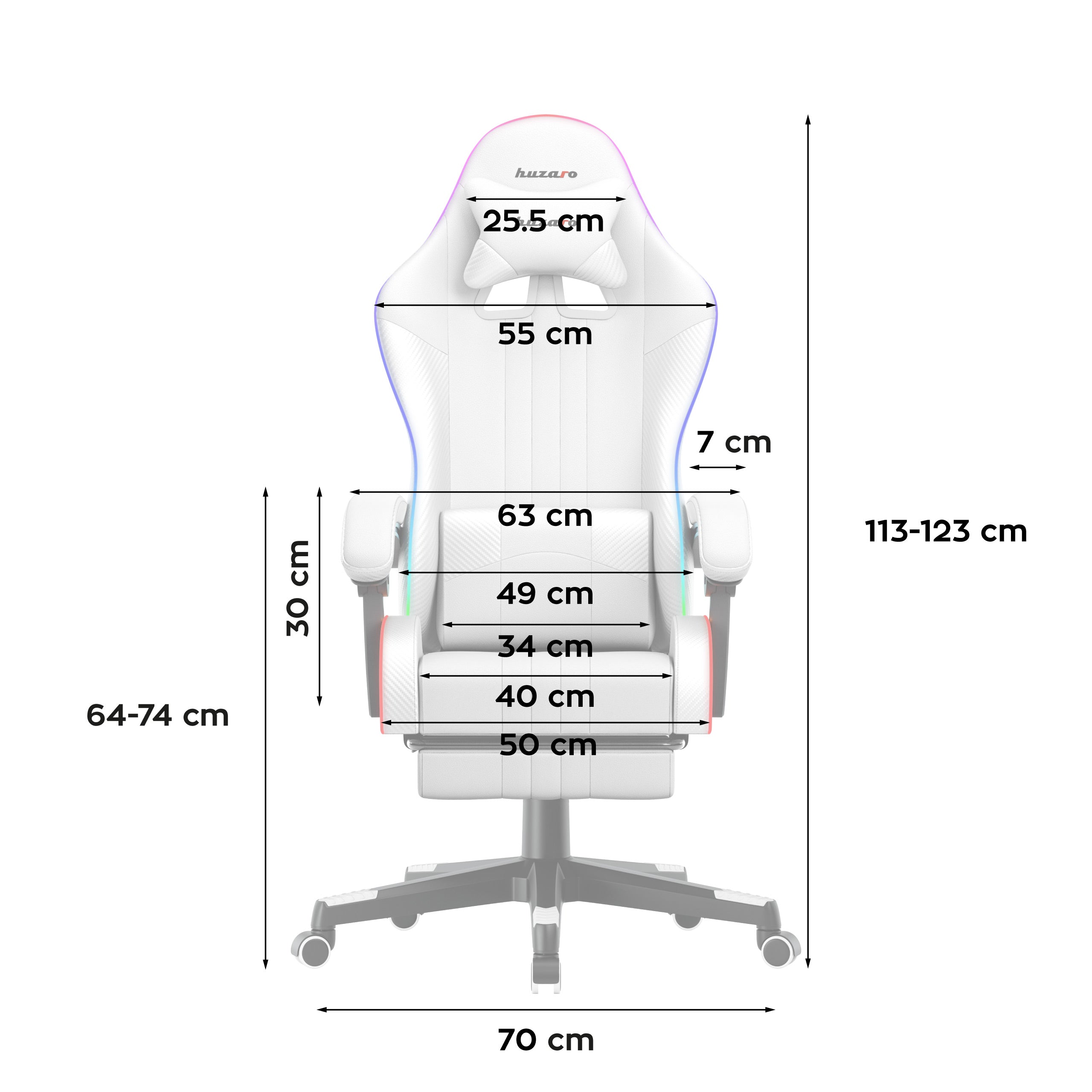 Huzaro Force 4.7 White RGB žaidimų KĖDĖ
