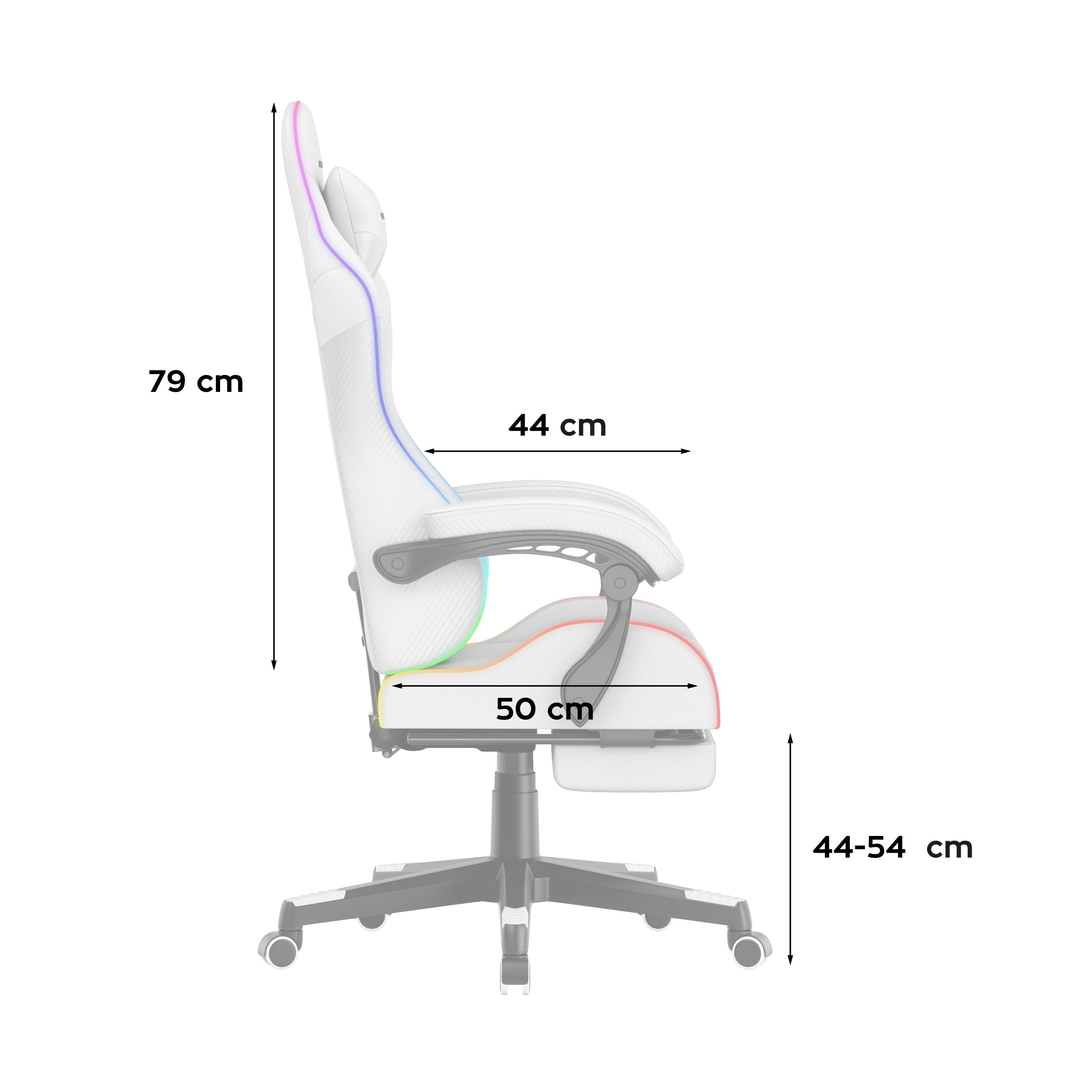 Huzaro Force 4.7 White RGB žaidimų KĖDĖ