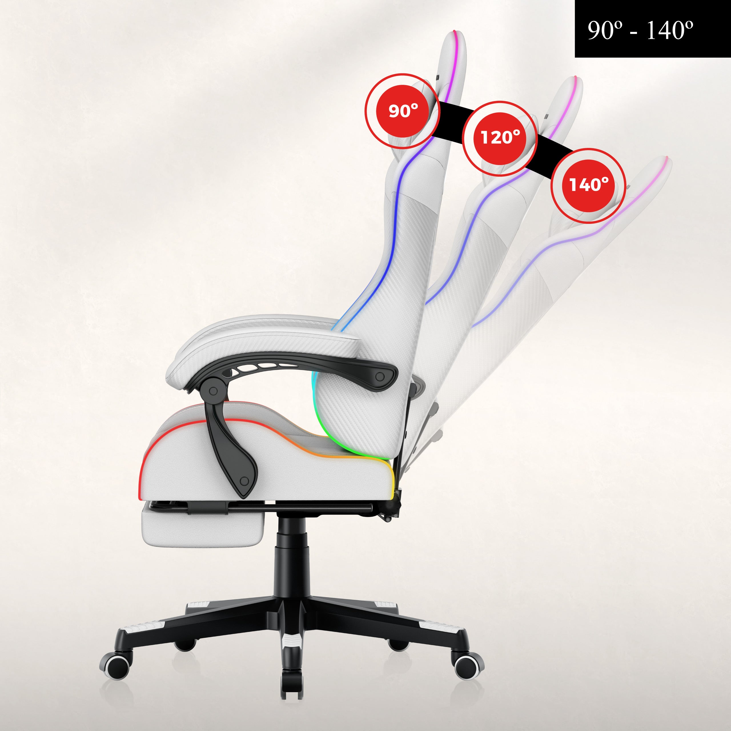 Huzaro Force 4.7 White RGB žaidimų KĖDĖ