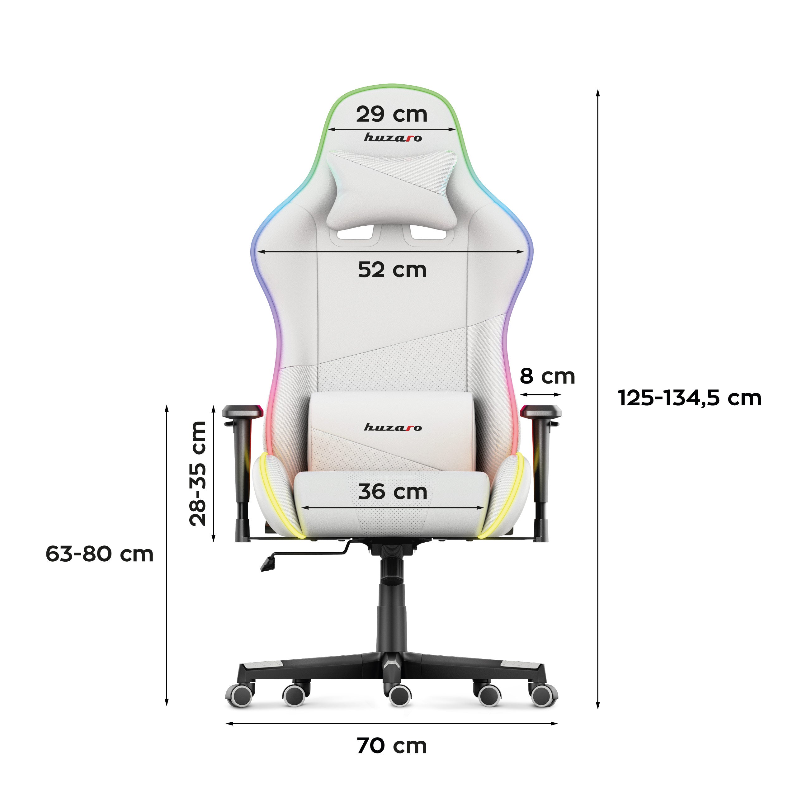 Huzaro Force 6.2 White RGB LED žaidimų kėdė