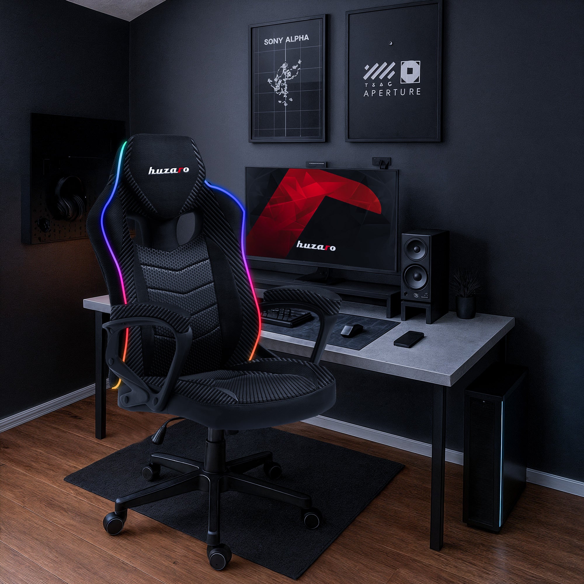 Huzaro Force 2.5 RGB Carbon Mesh žaidimų kėdė
