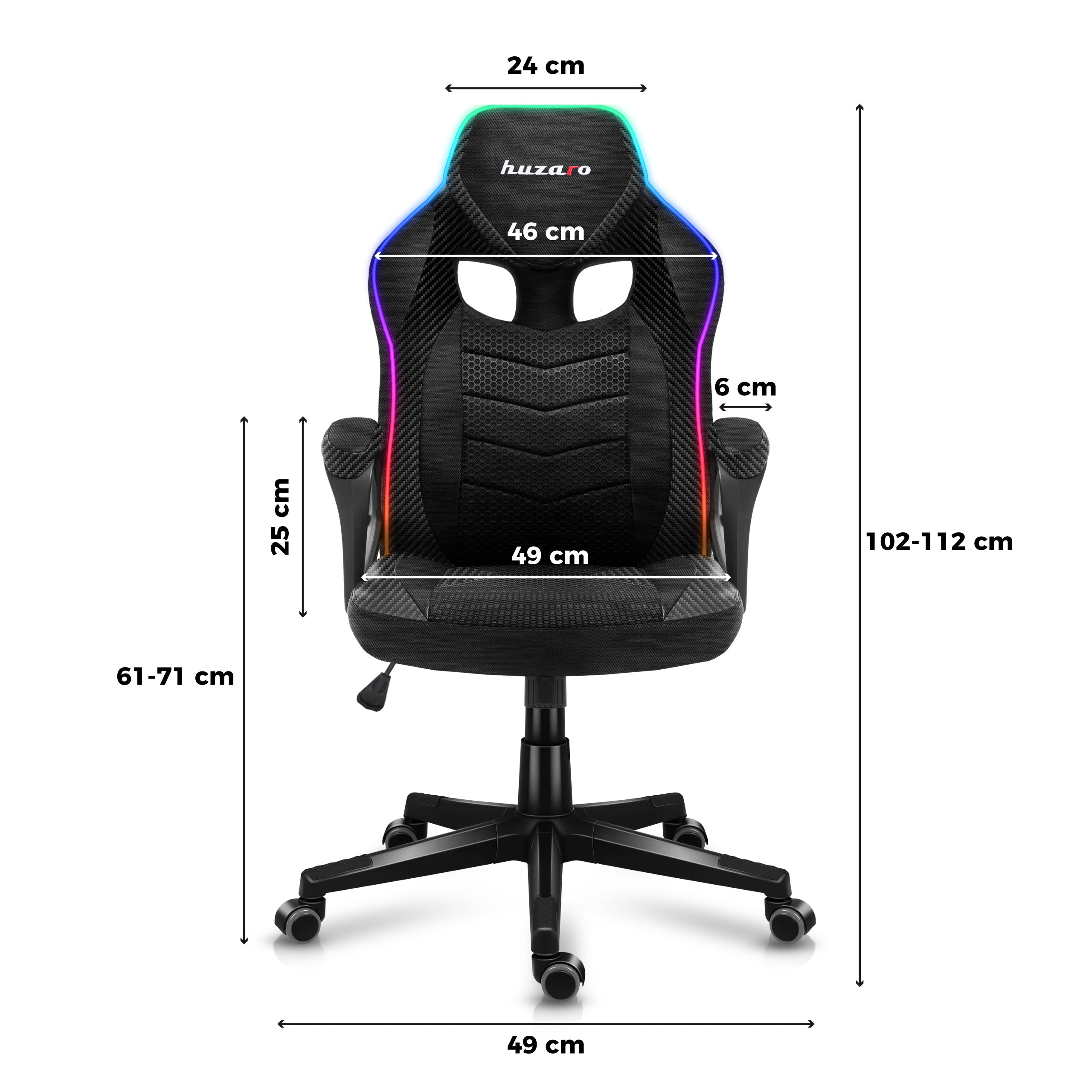 Huzaro Force 2.5 RGB Carbon Mesh žaidimų kėdė
