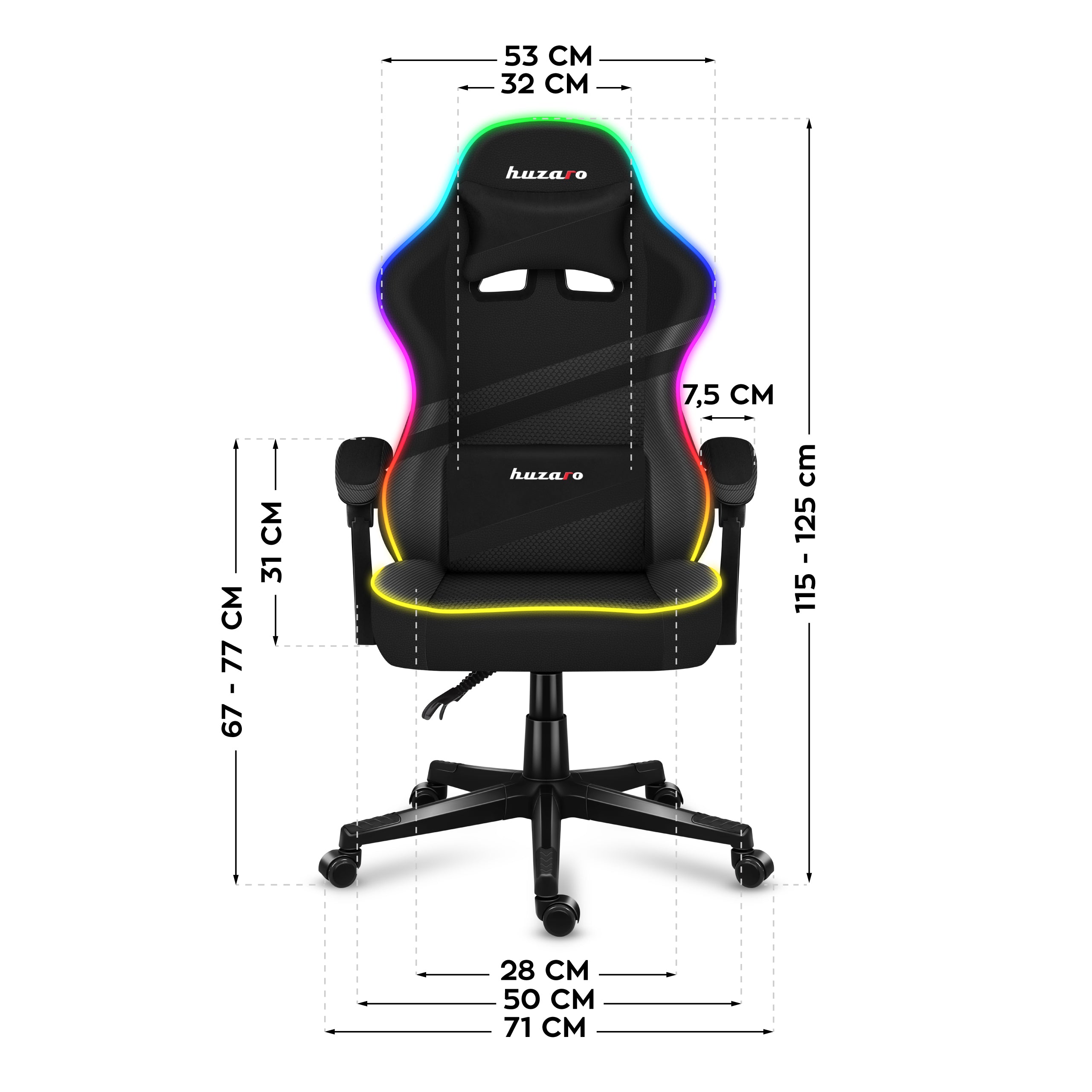 Huzaro Force 4.4 RGB juoda tinklinė žaidimų kėdė