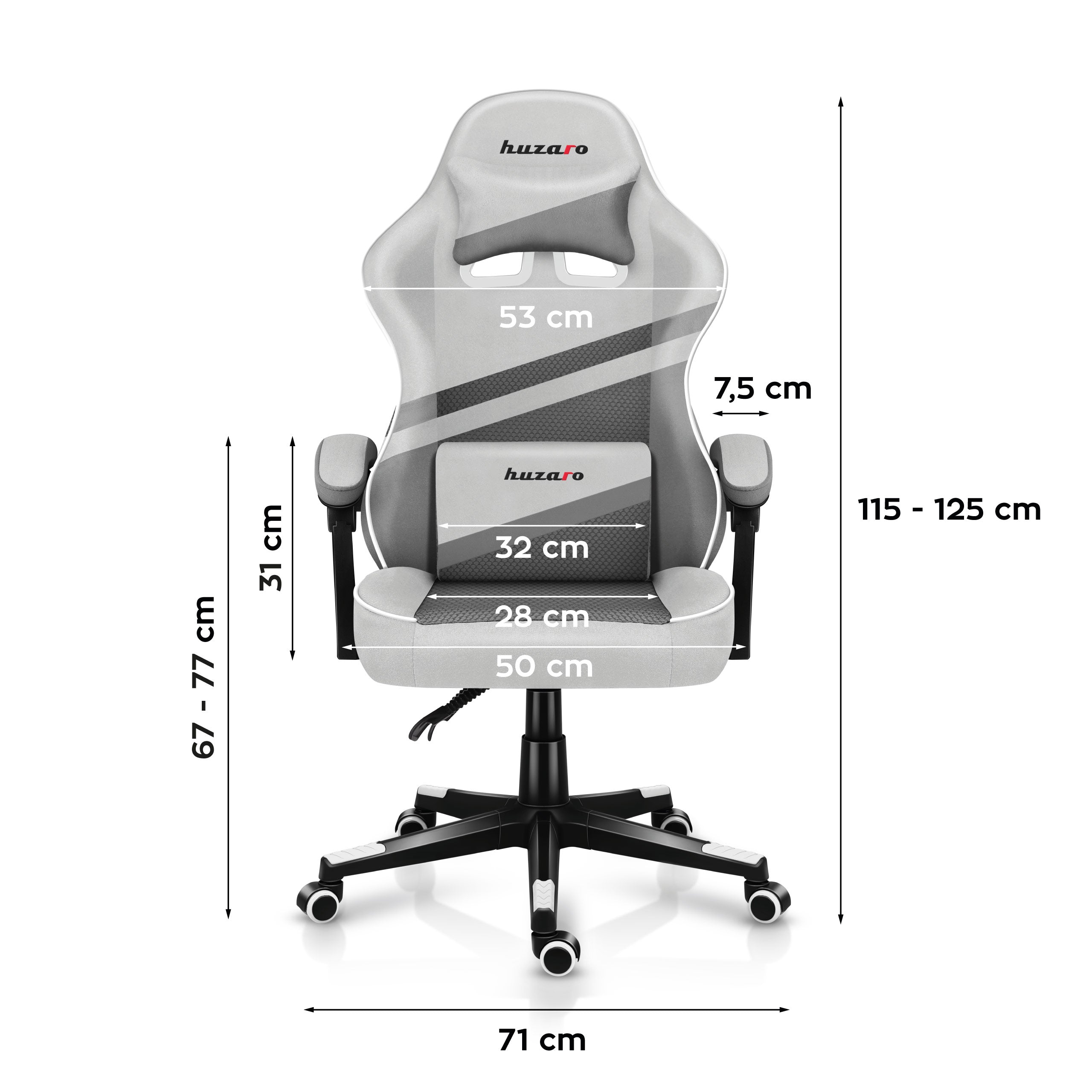 Huzaro Force 4.4 White Mesh žaidimų kėdė