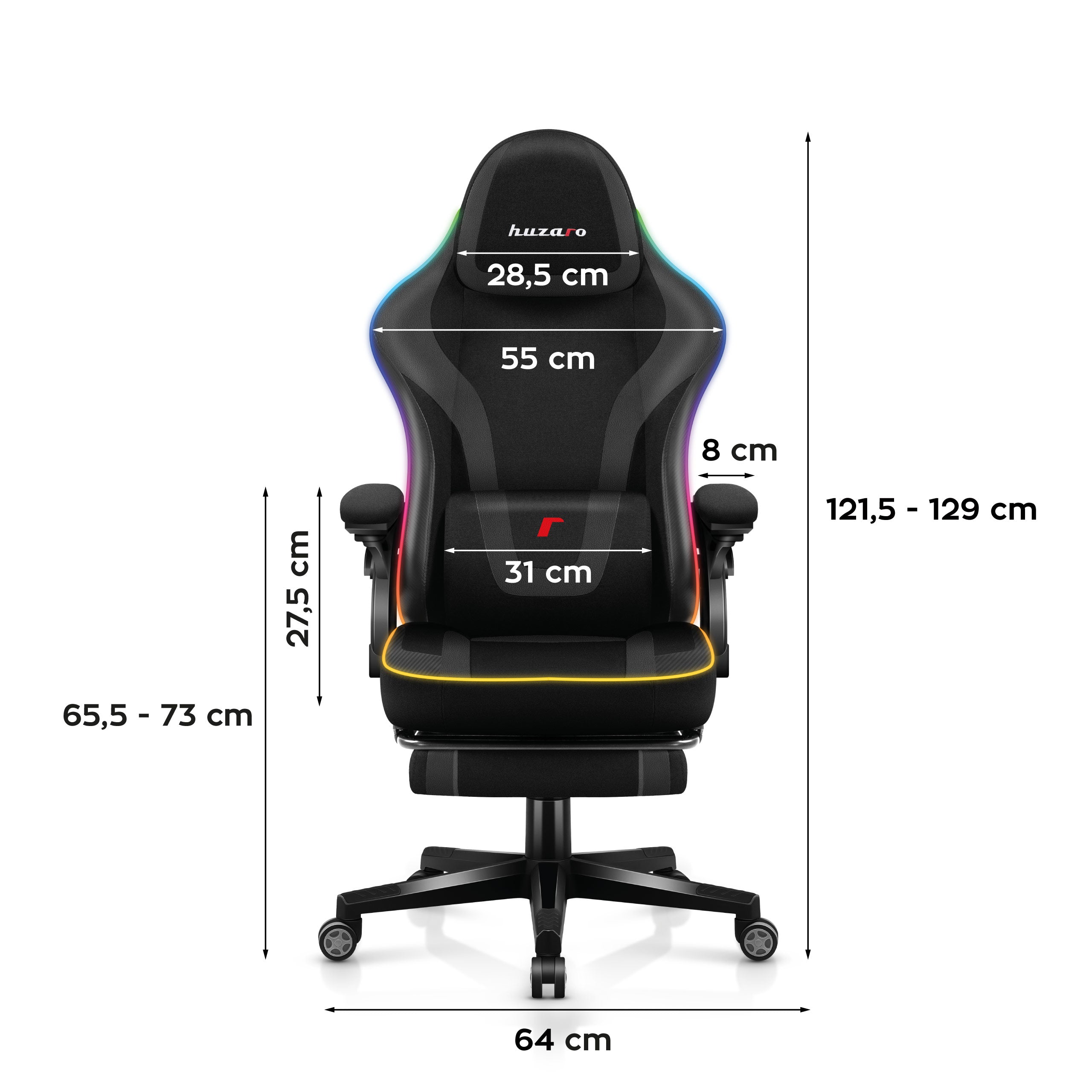 Huzaro Force 4.6 Black Mesh RGB Smart žaidimų kėdė