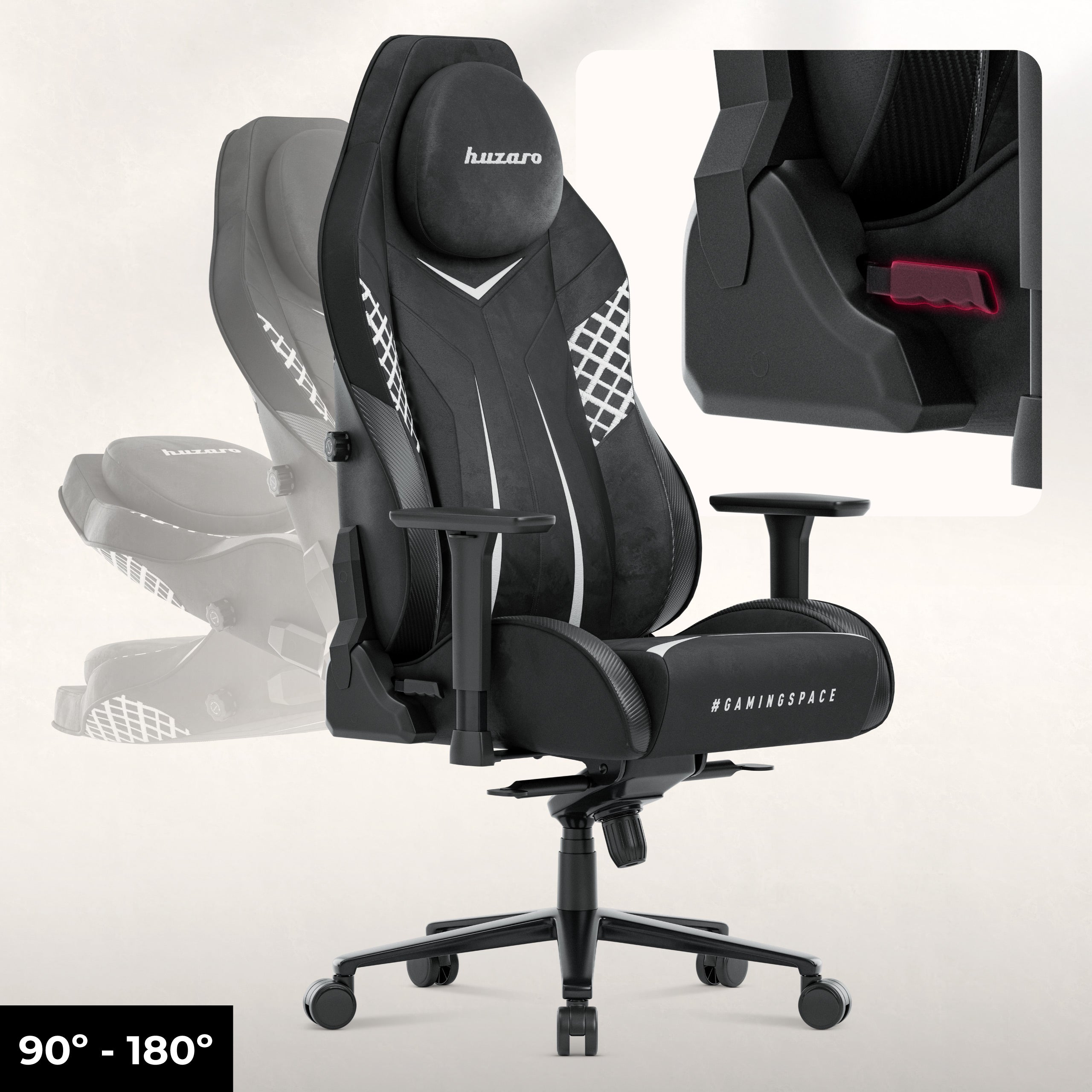 Fotel gamingowy zamszowy Huzaro Force 8.3 Carbon Black