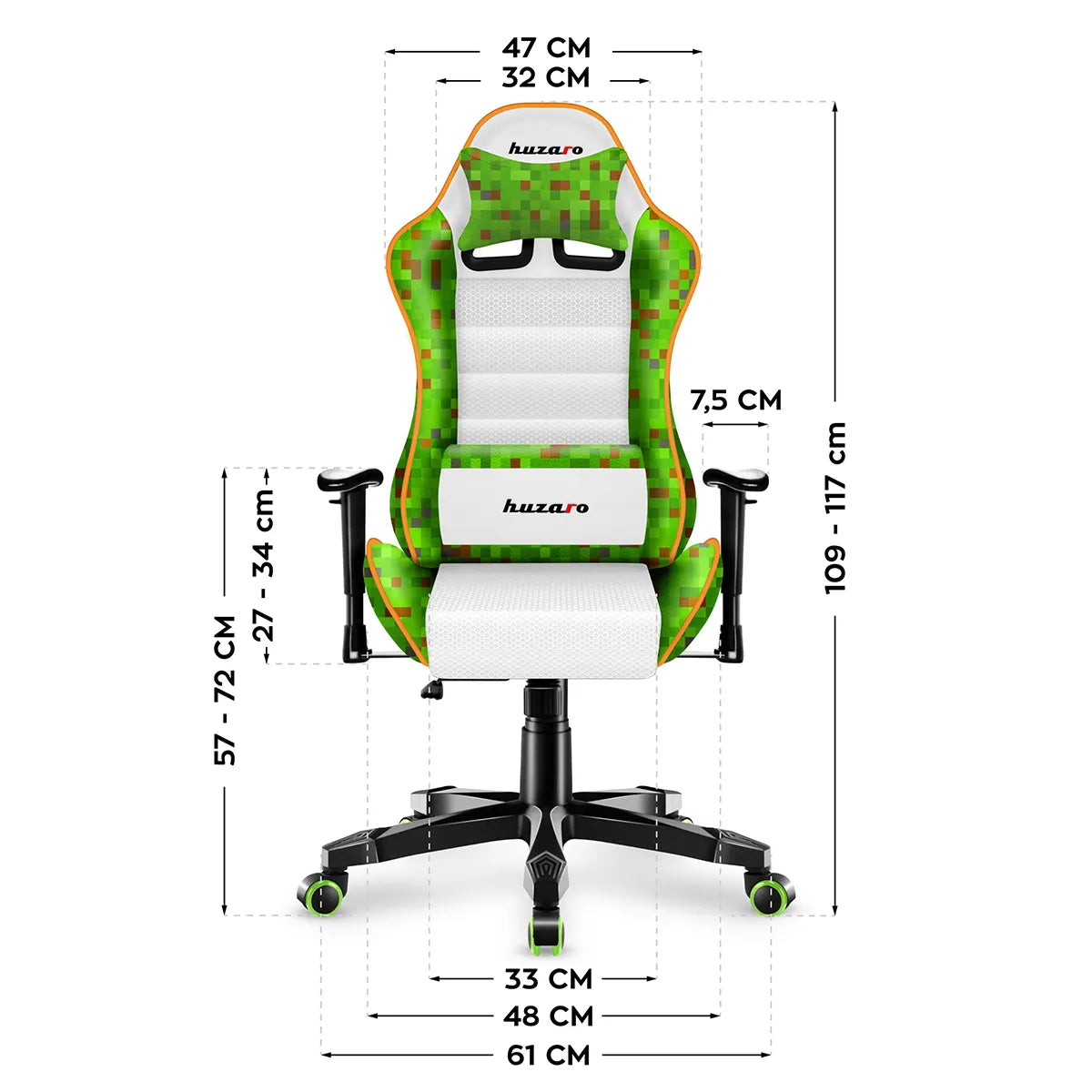 Huzaro Ranger 6.0 Pixel Baltas Žaidimų kėdė vaikui