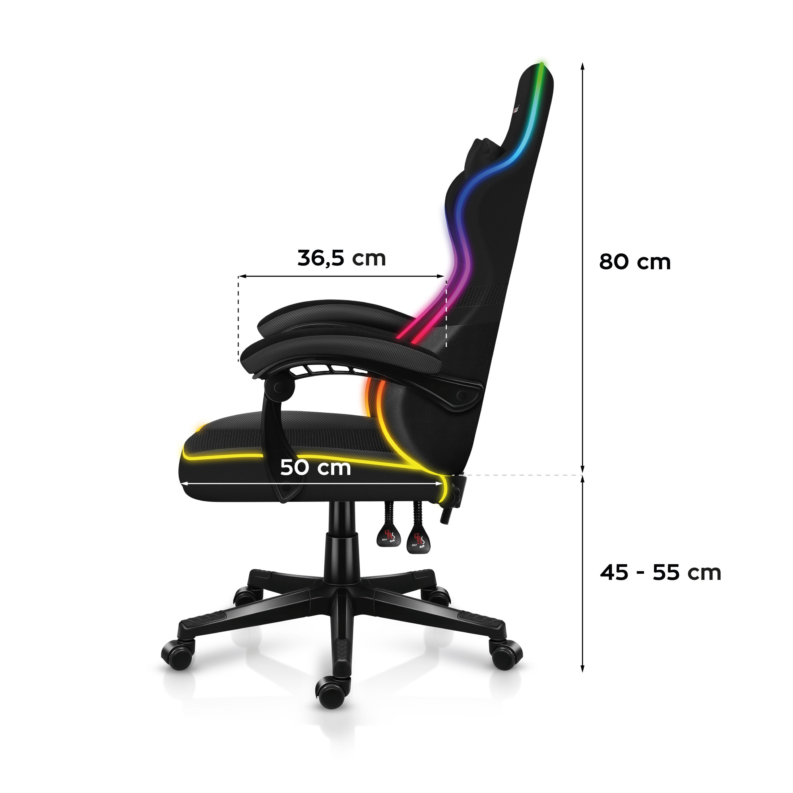 Huzaro Force 4.4 RGB juoda tinklinė žaidimų kėdė