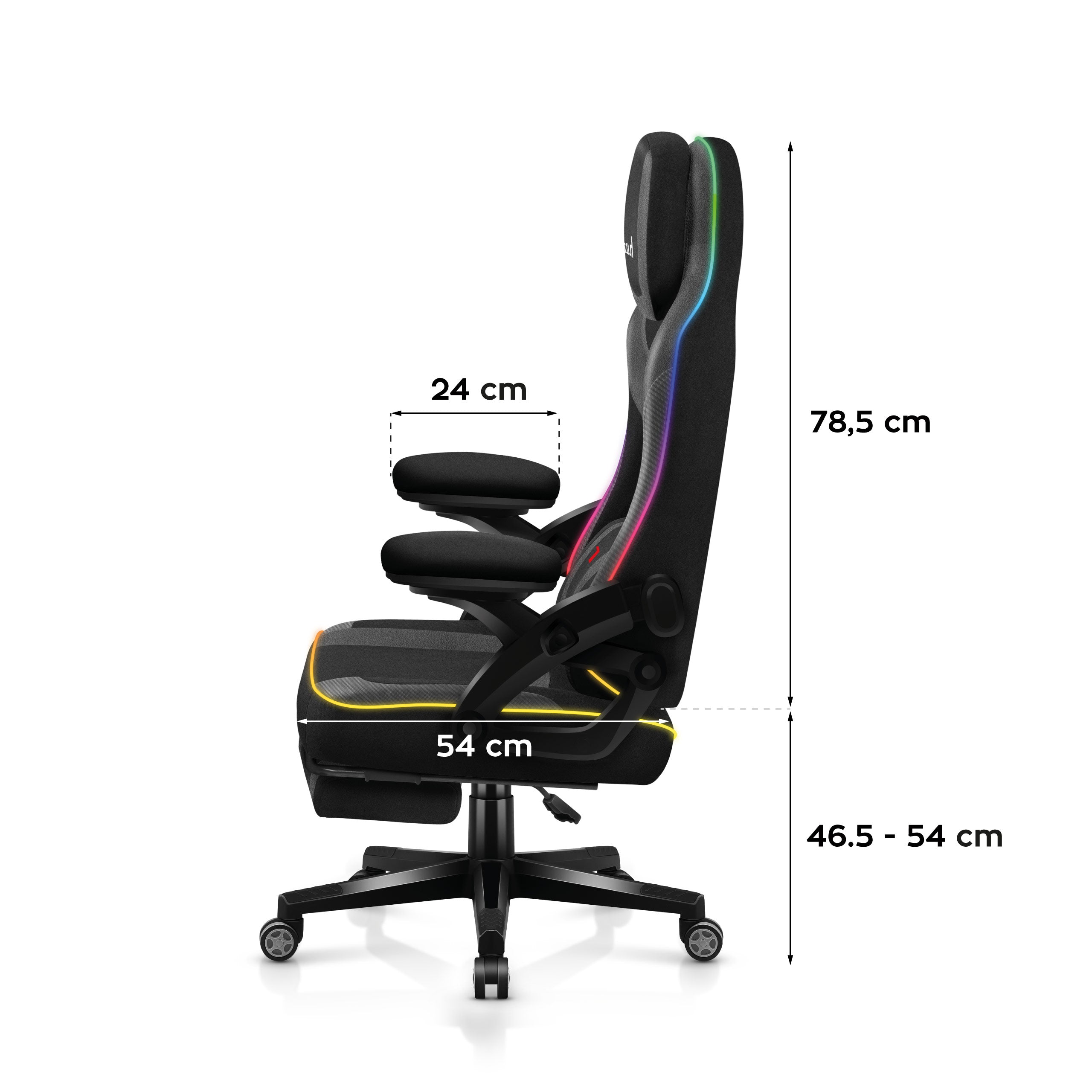 Huzaro Force 4.6 Black Mesh RGB Smart žaidimų kėdė