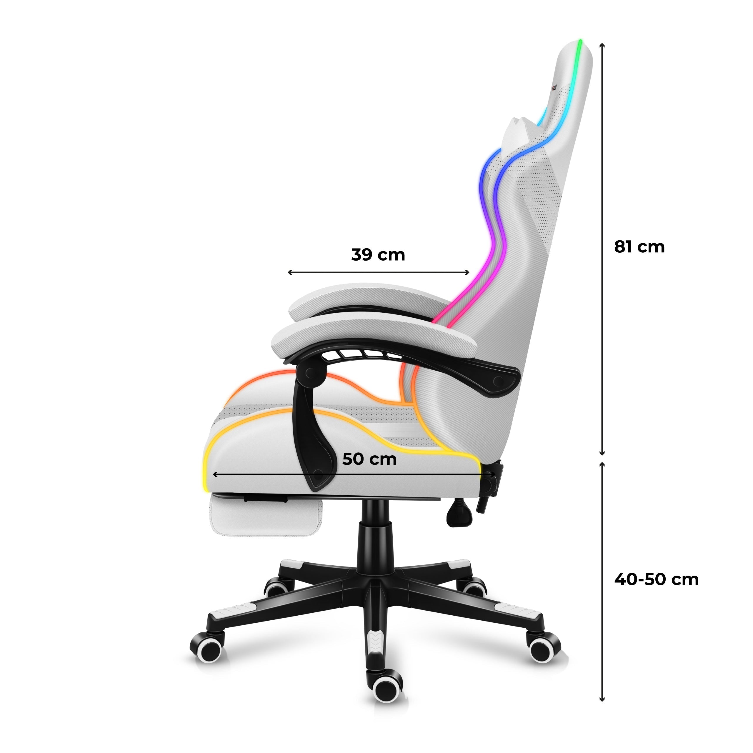 Huzaro Force 4.7 White RGB žaidimų KĖDĖ