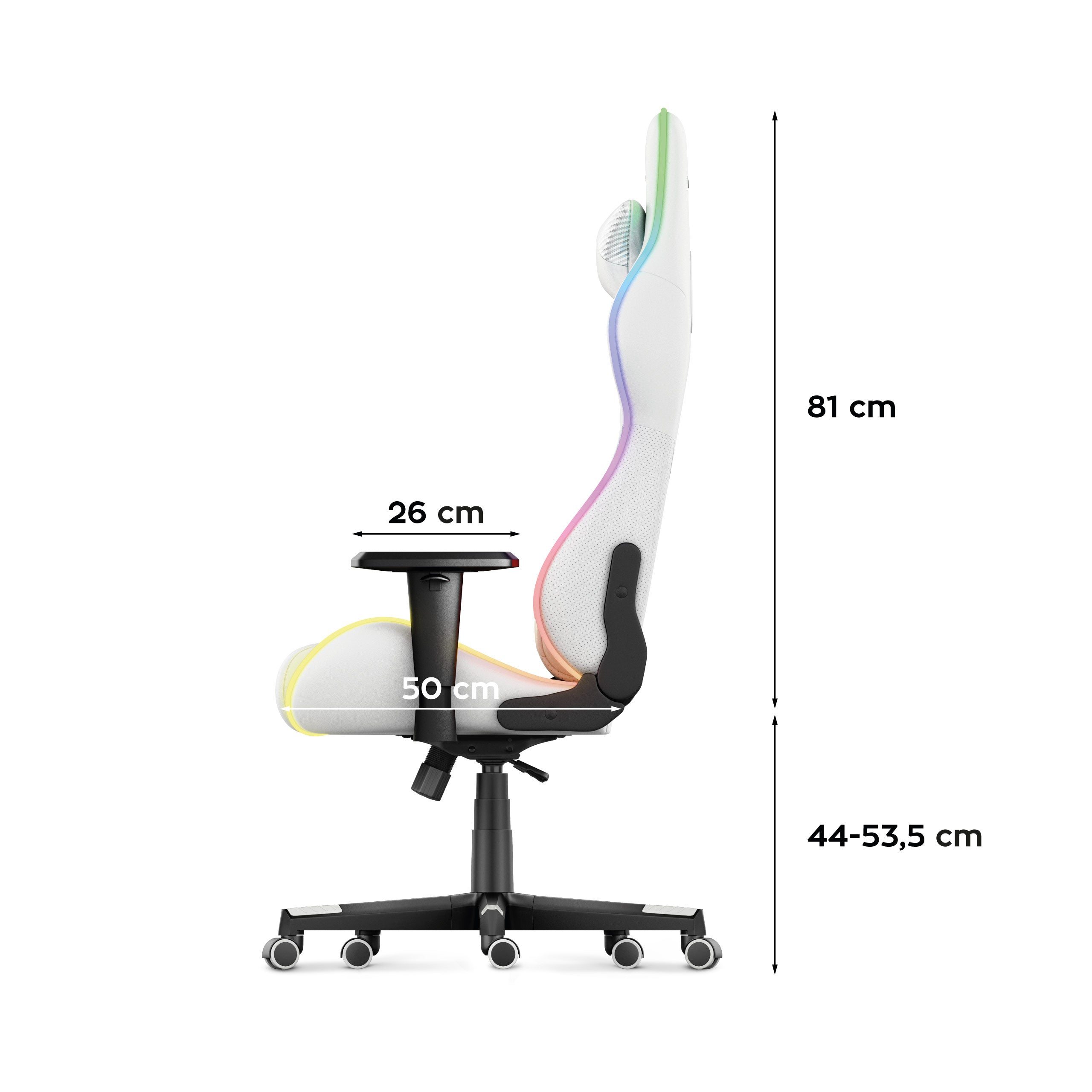 Huzaro Force 6.2 White RGB LED žaidimų kėdė