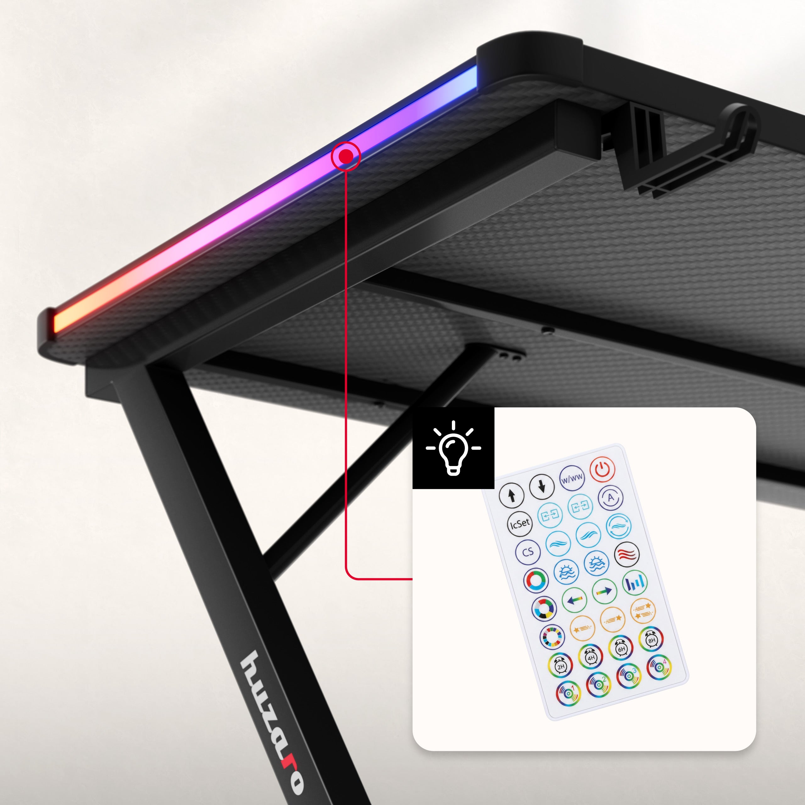 Huzaro Hero 2.5 RGB LED žaidimų stalas