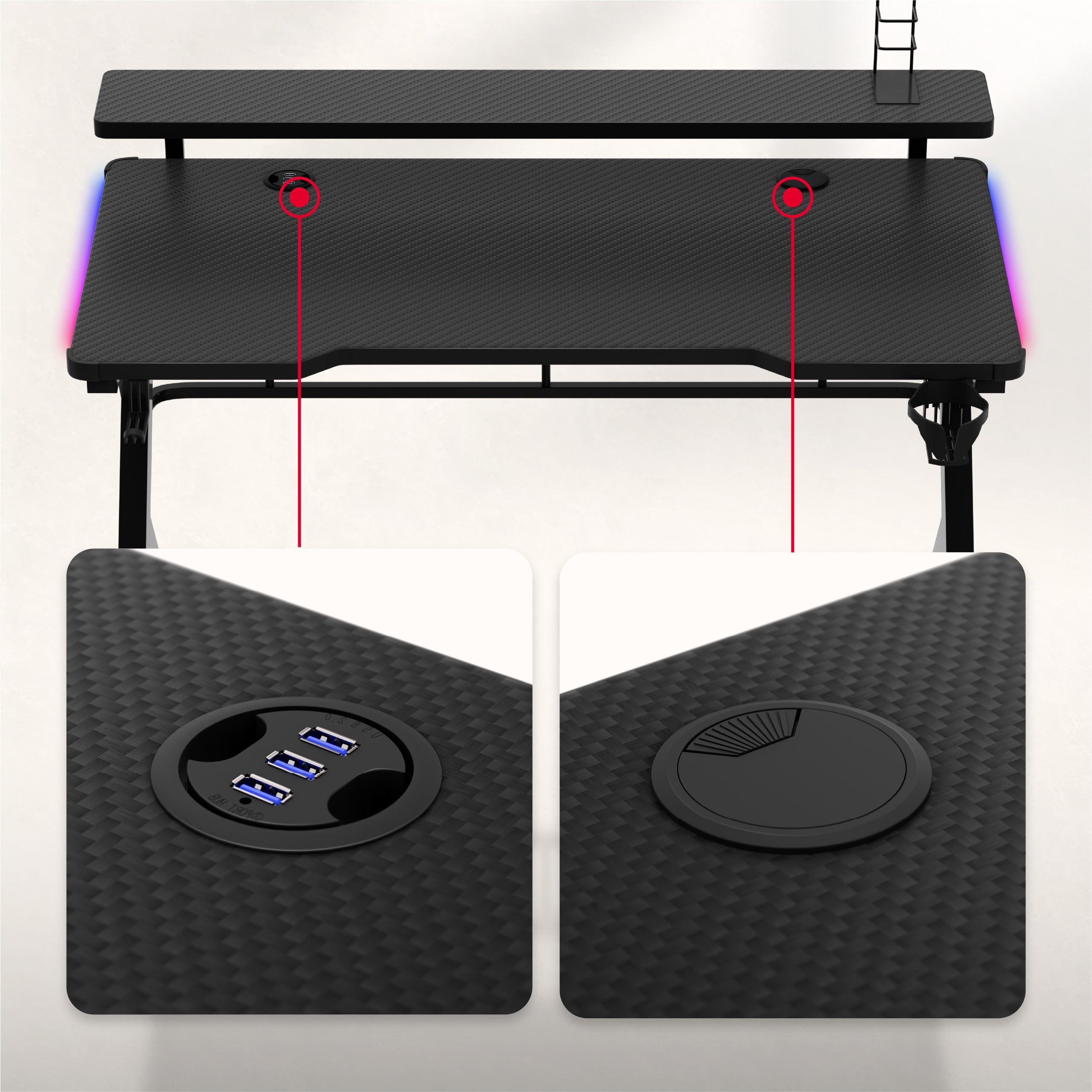 Huzaro Hero 5.0 RGB LED žaidimų stalas