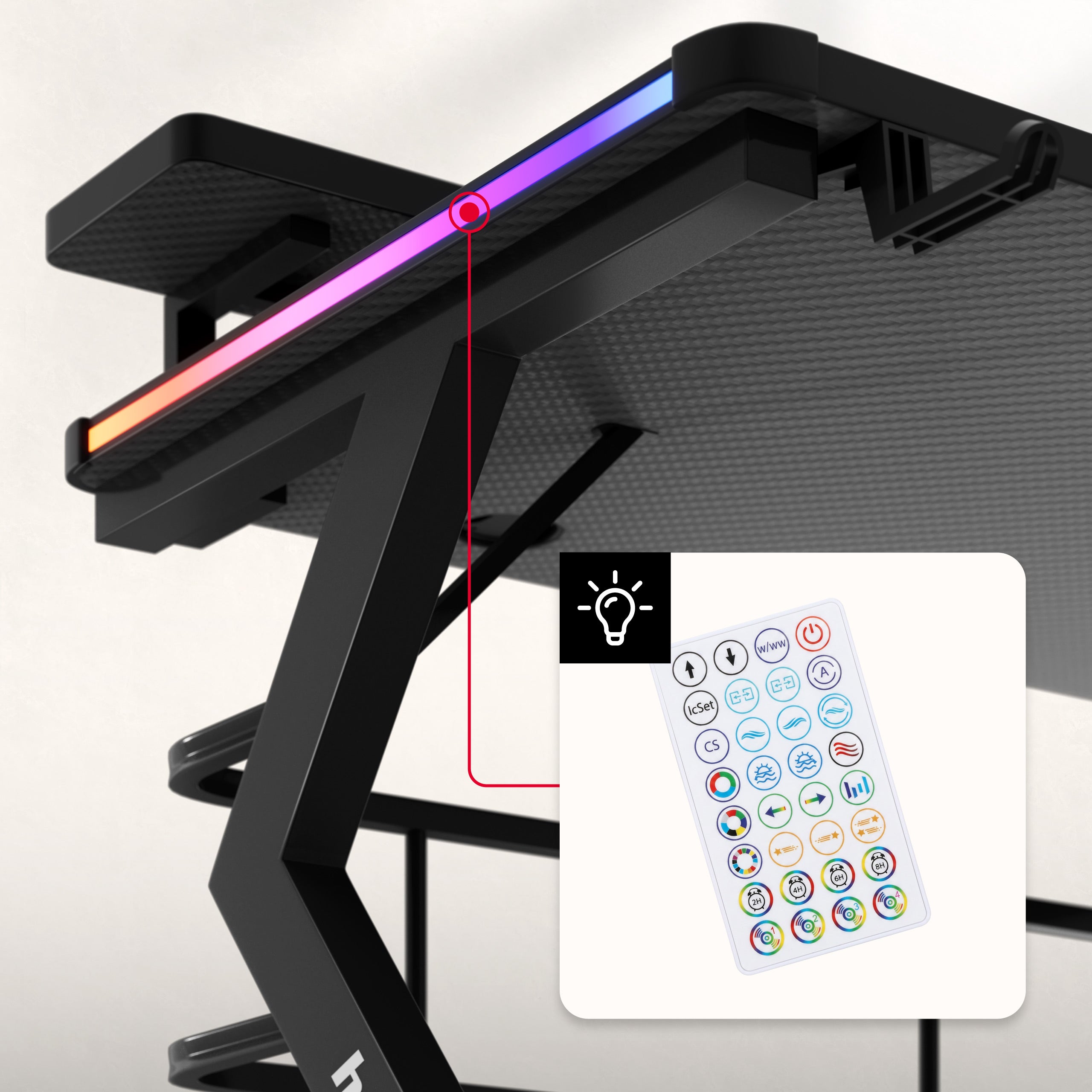 Huzaro Hero 5.0 RGB LED žaidimų stalas