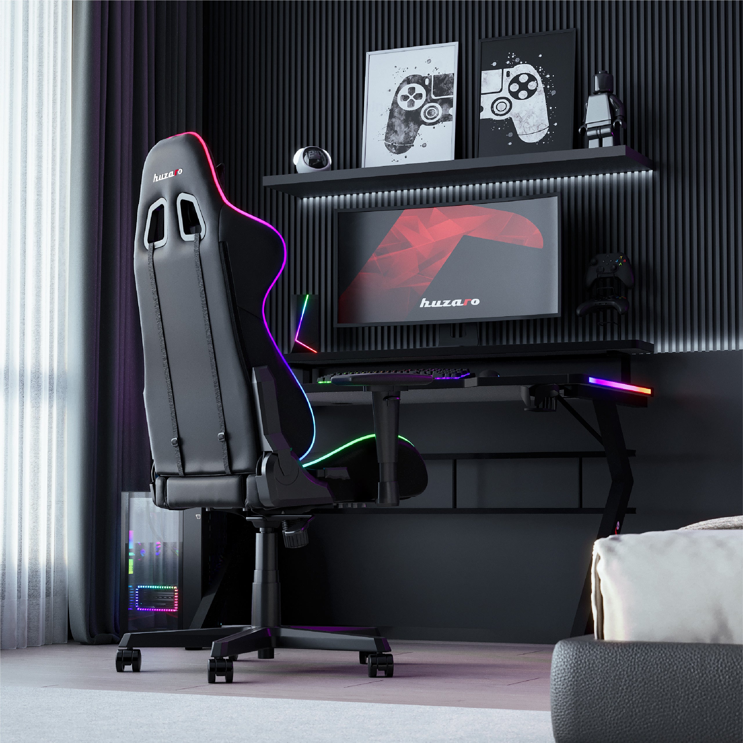 Huzaro Hero 5.0 RGB LED žaidimų stalas