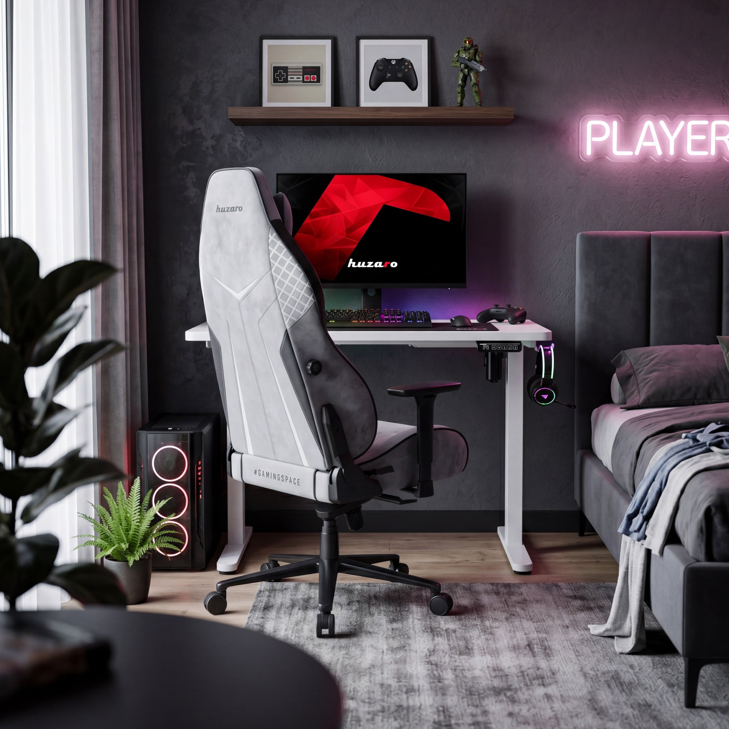 Elektrinis reguliuojamo aukščio stalas su ratukais Huzaro Hero 7.8 White