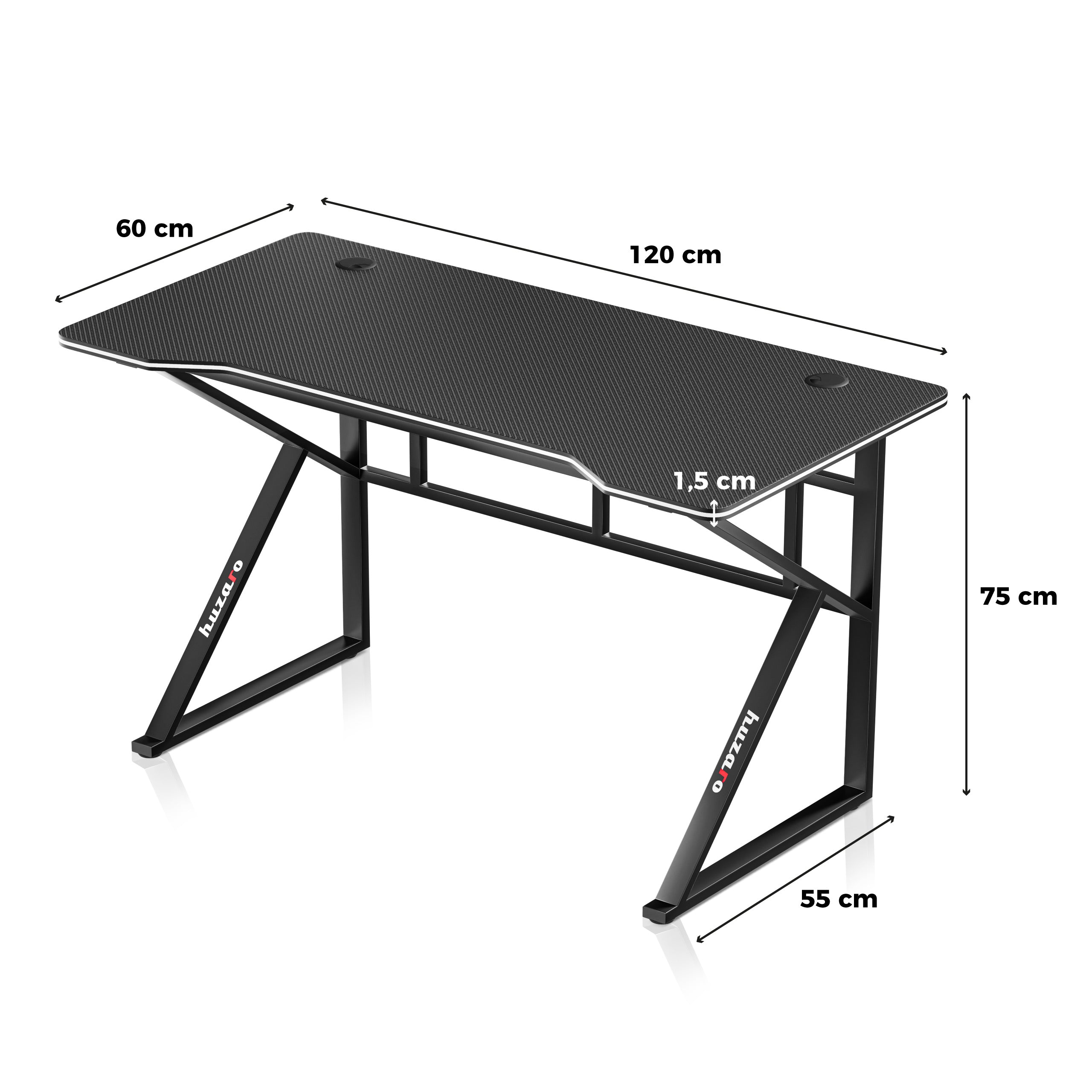 Huzaro Hero 1.6 juodas žaidimų stalas