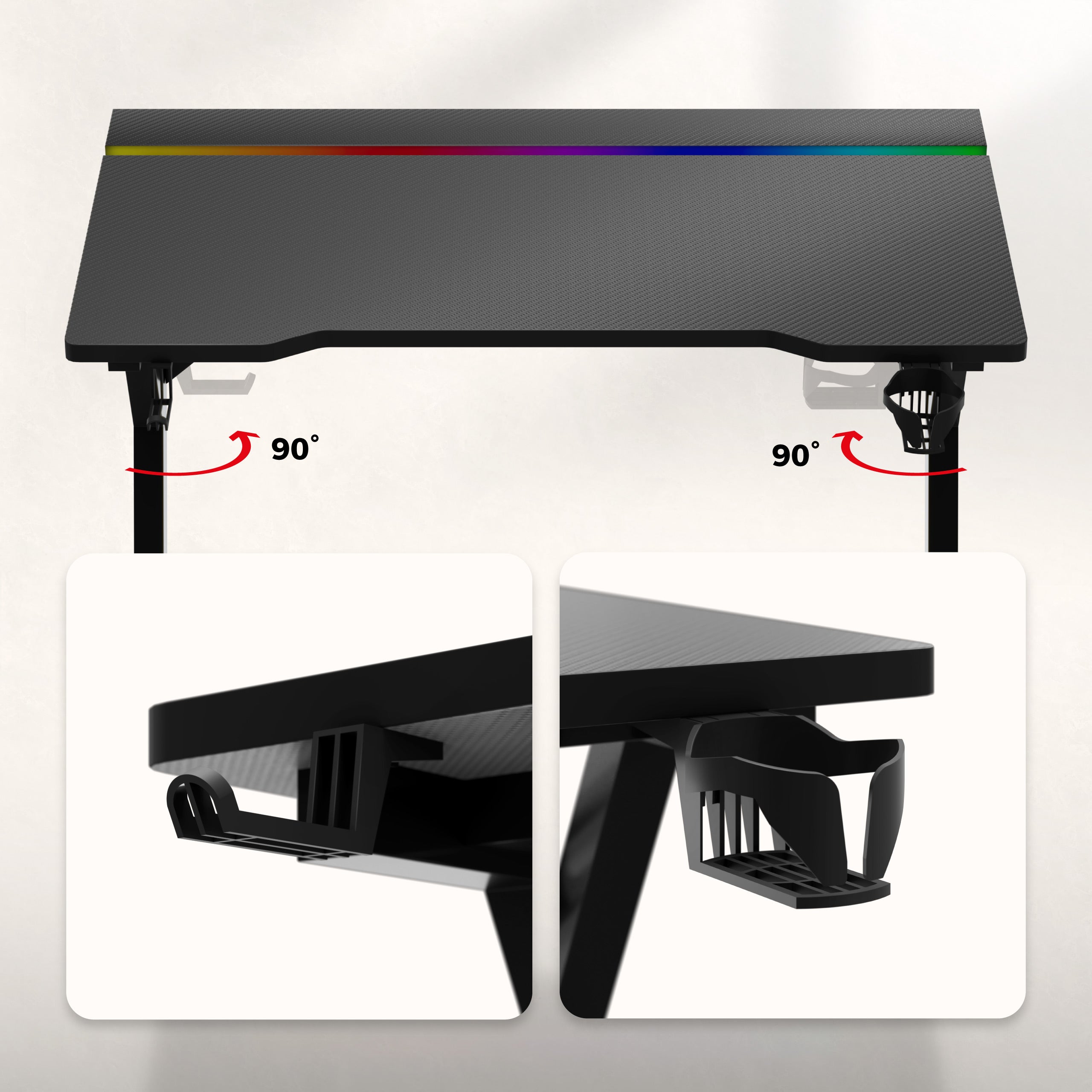 Žaidimų stalas su LED apšvietimu Hero 2.4 RGB Black