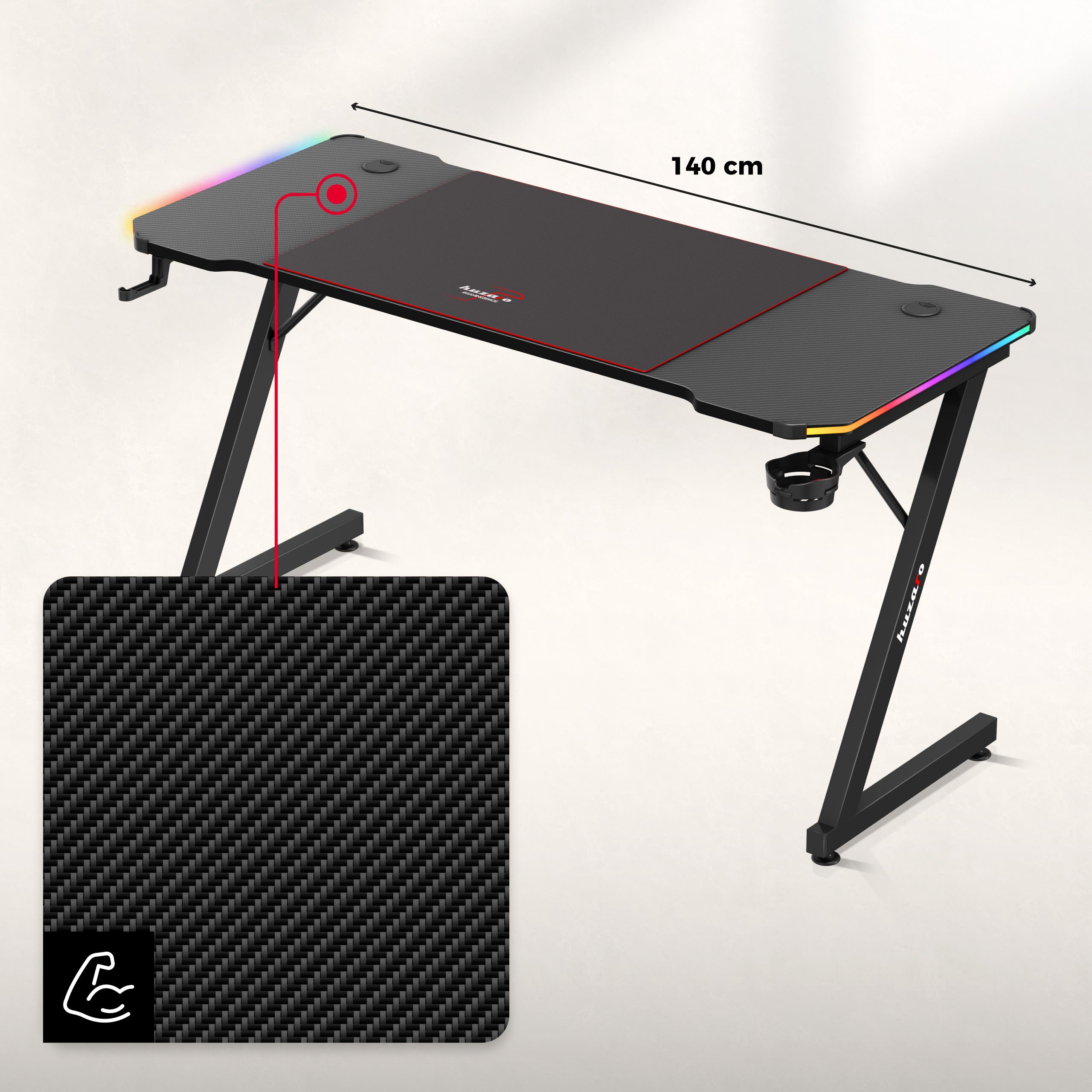 Huzaro Hero 3.3 RGB žaidimų stalas