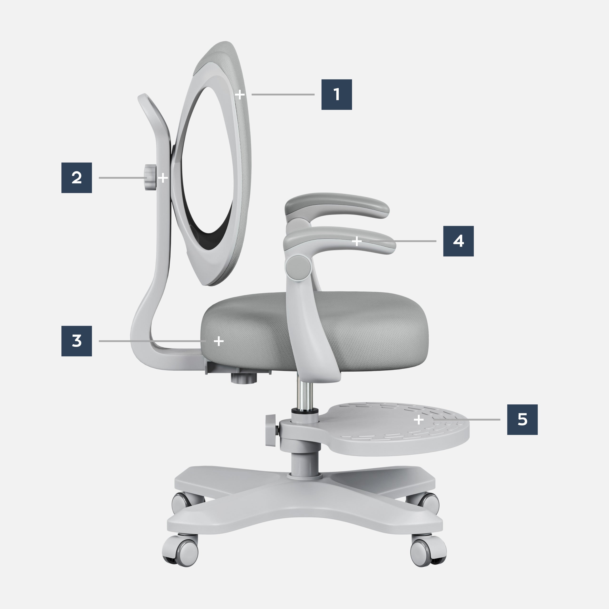 "Mark Adler Junior 4.6 Grey" ergonominė vaikiška kėdutė