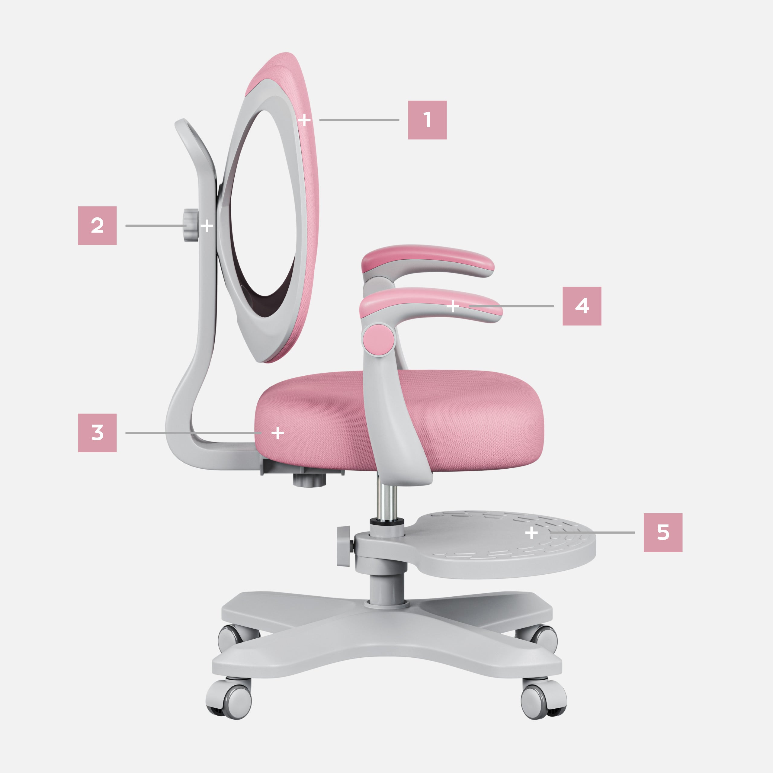 "Mark Adler Junior 4.6 Pink" ergonomiška vaikiška kėdutė