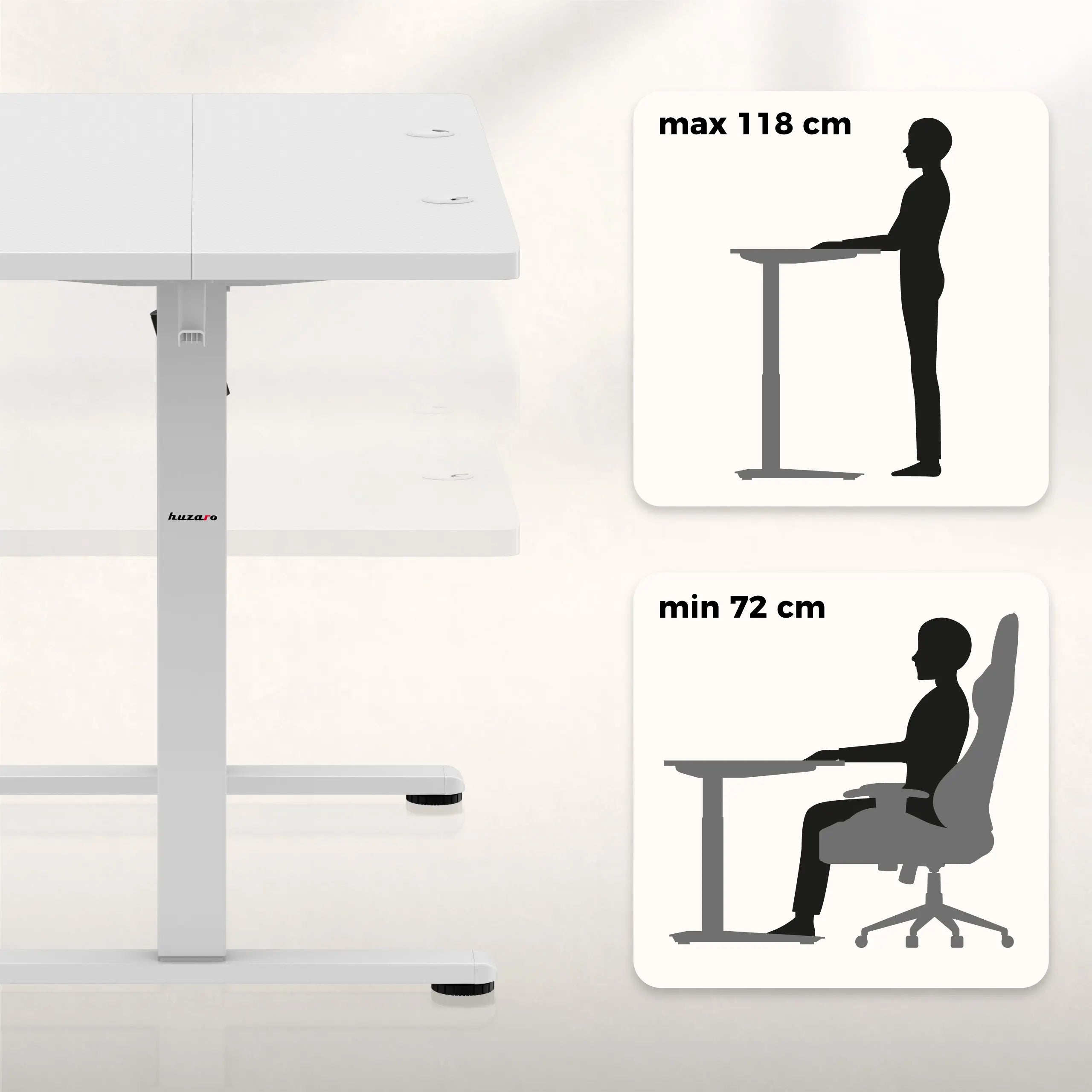 Elektrinis stalviršio aukščio reguliavimas: 72-118 cm