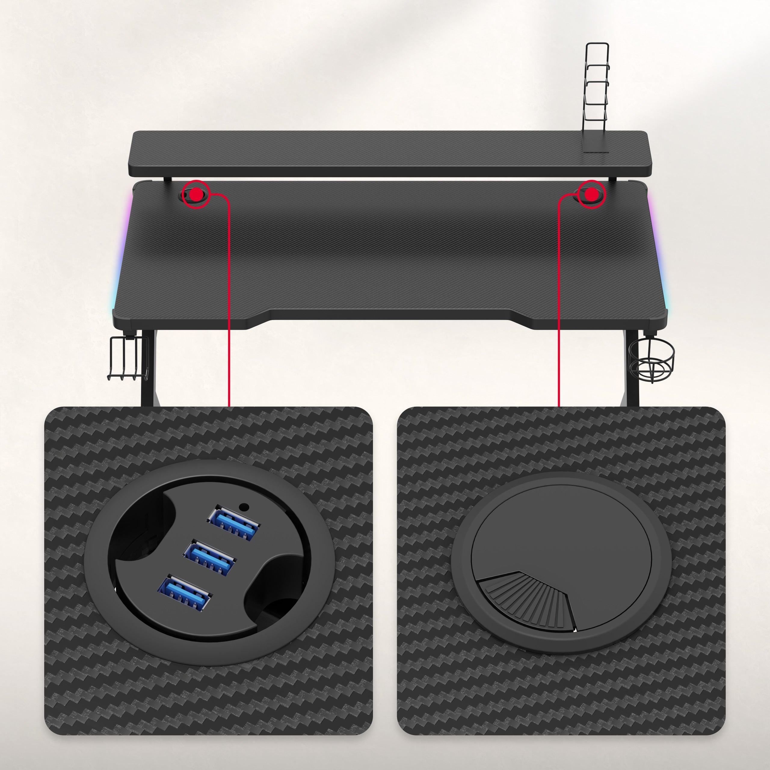 USB šakotuvas ir kabelių įrašai