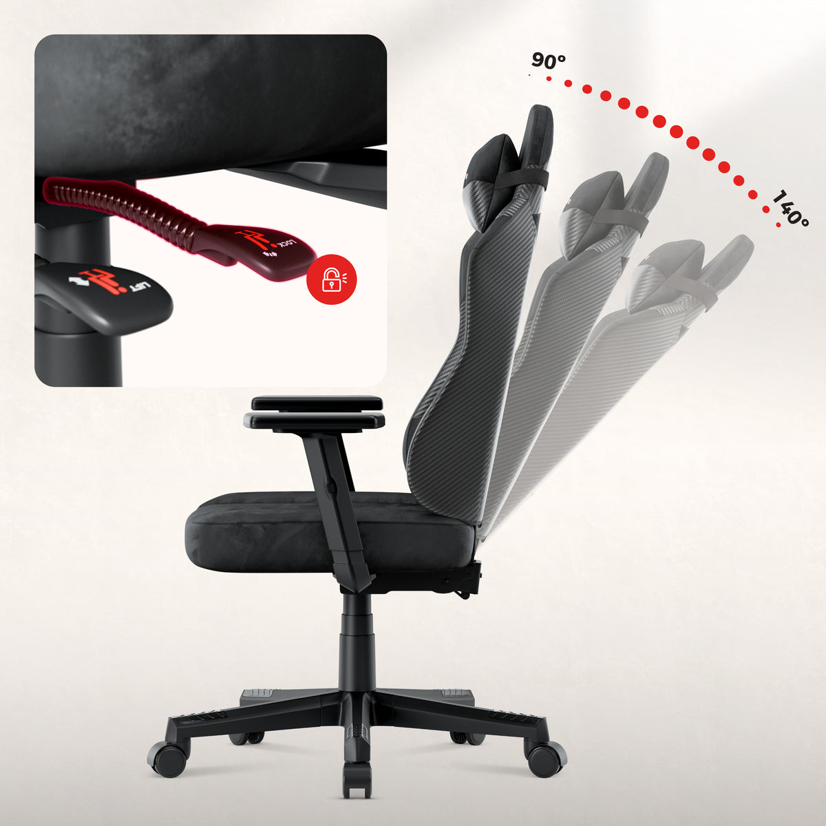 Žaidimų kėdė paaugliams Huzaro Ranger 5.7 Carbon Black