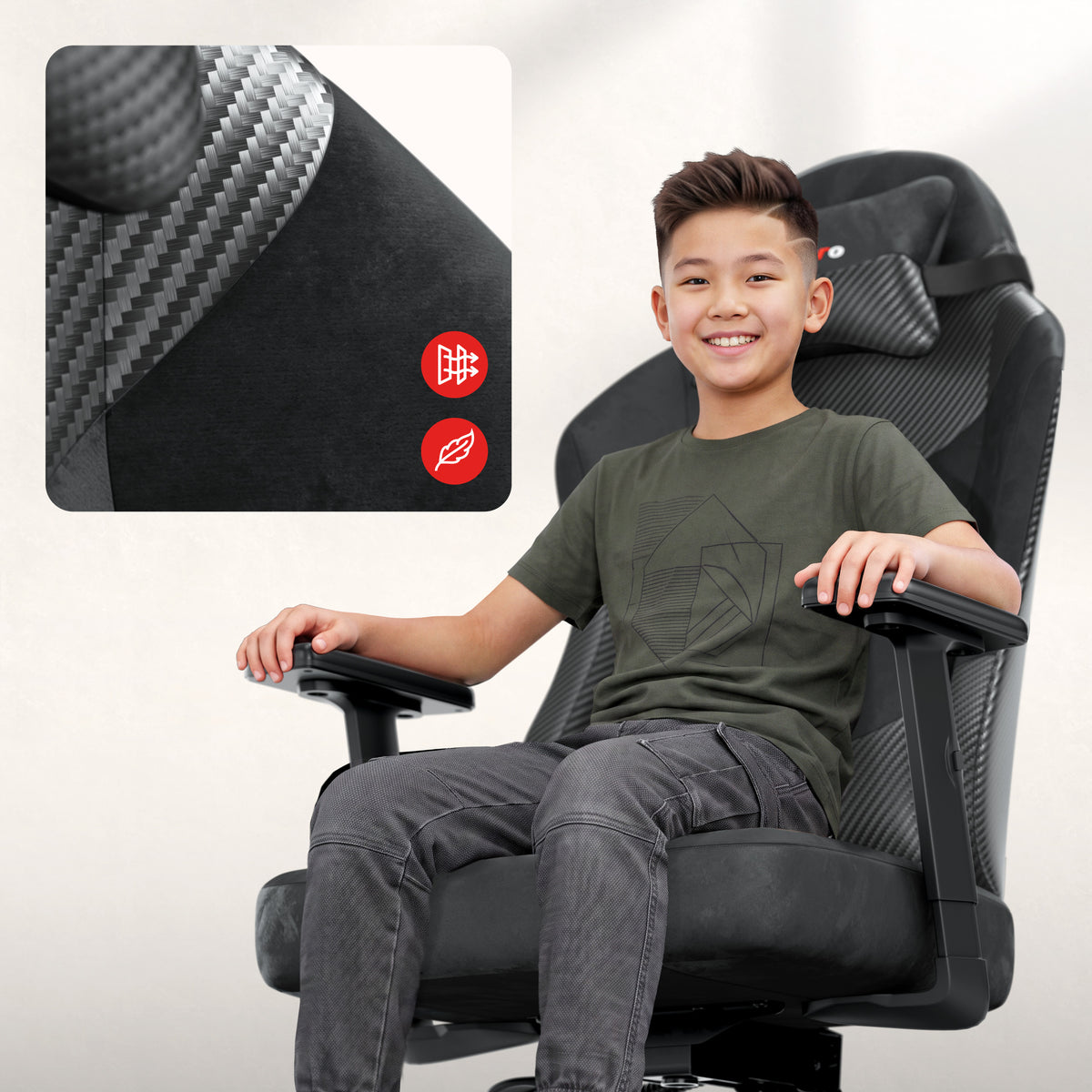 Žaidimų kėdė paaugliams Huzaro Ranger 5.7 Carbon Black