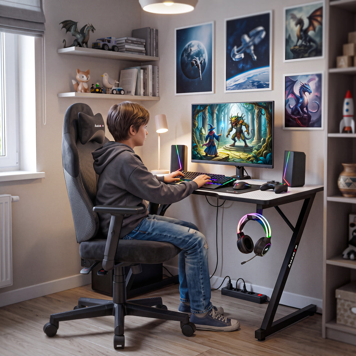Žaidimų kėdė paaugliams Huzaro Ranger 5.7 Carbon Black