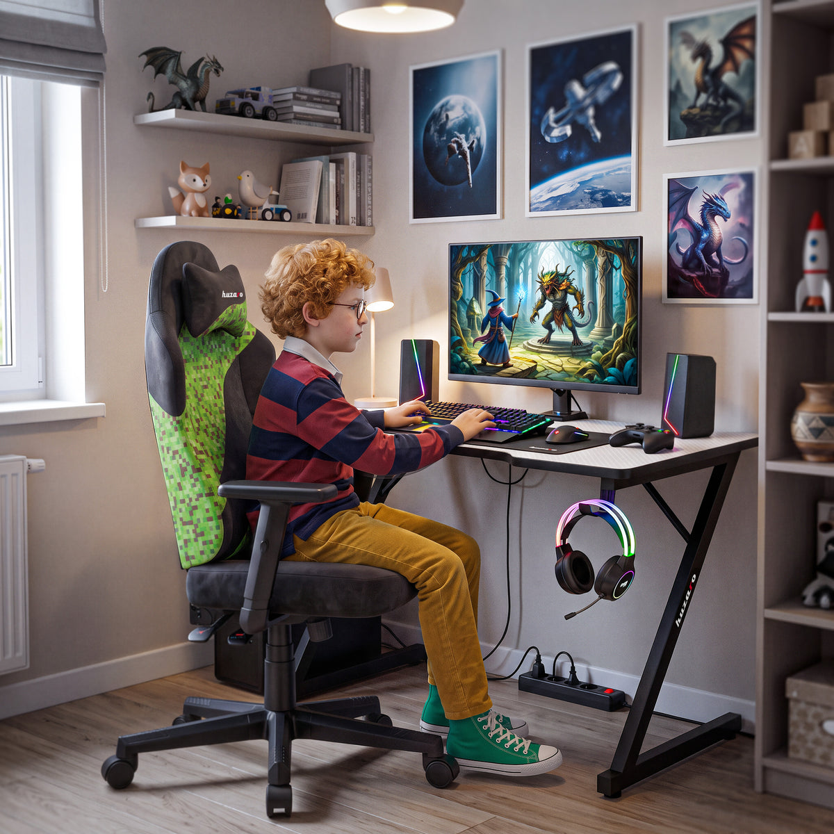 Žaidimų kėdė paaugliams Huzaro Ranger 5.7 Black Pixel