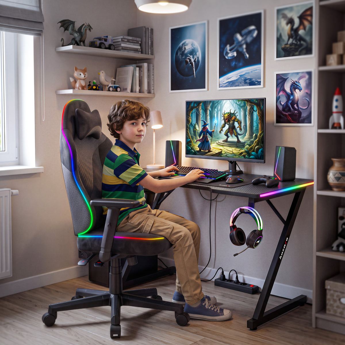 Žaidimų kėdė paaugliams Huzaro Ranger 5.7 RGB Black