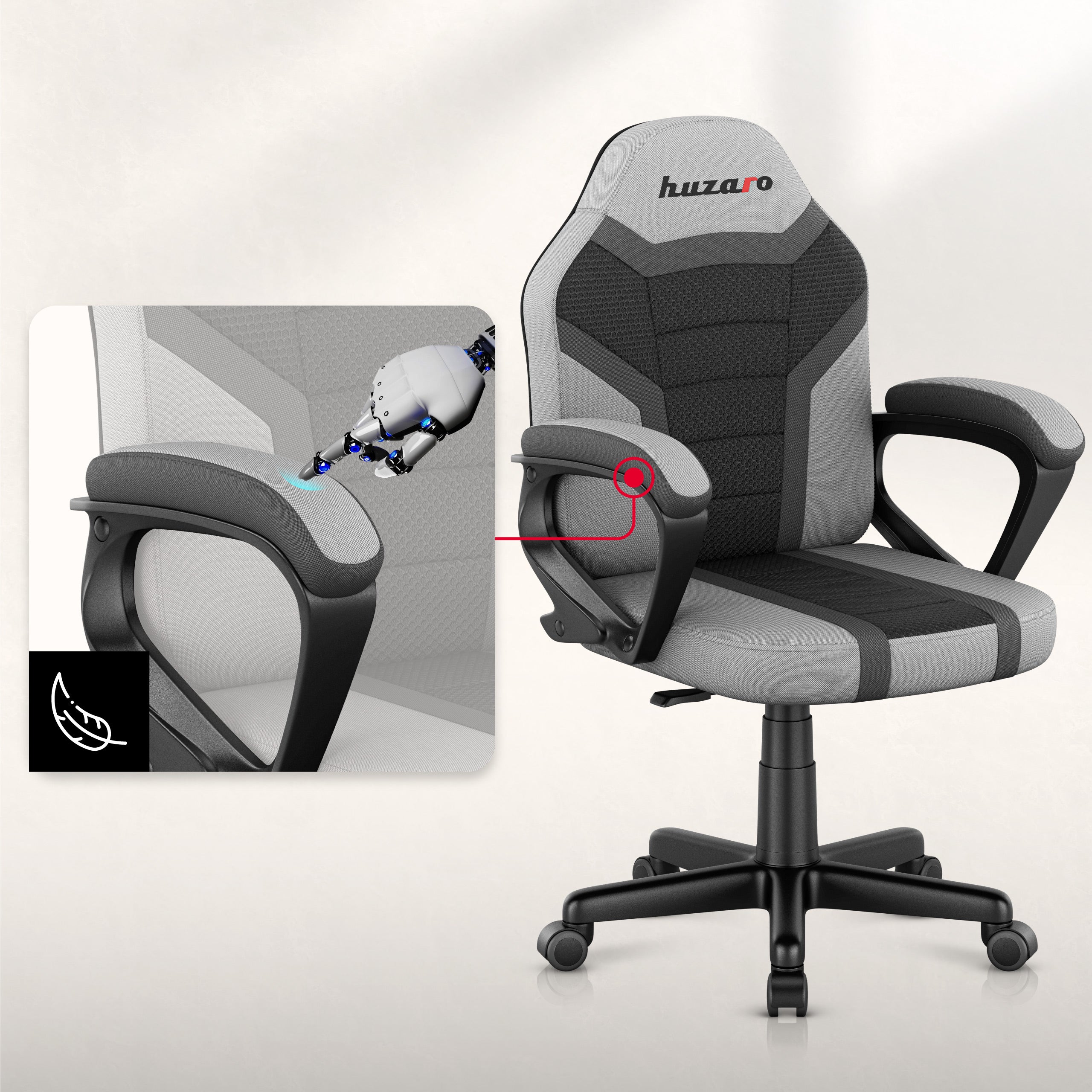 Huzaro Ranger 1.0 Grey Mesh Žaidimų kėdė vaikui