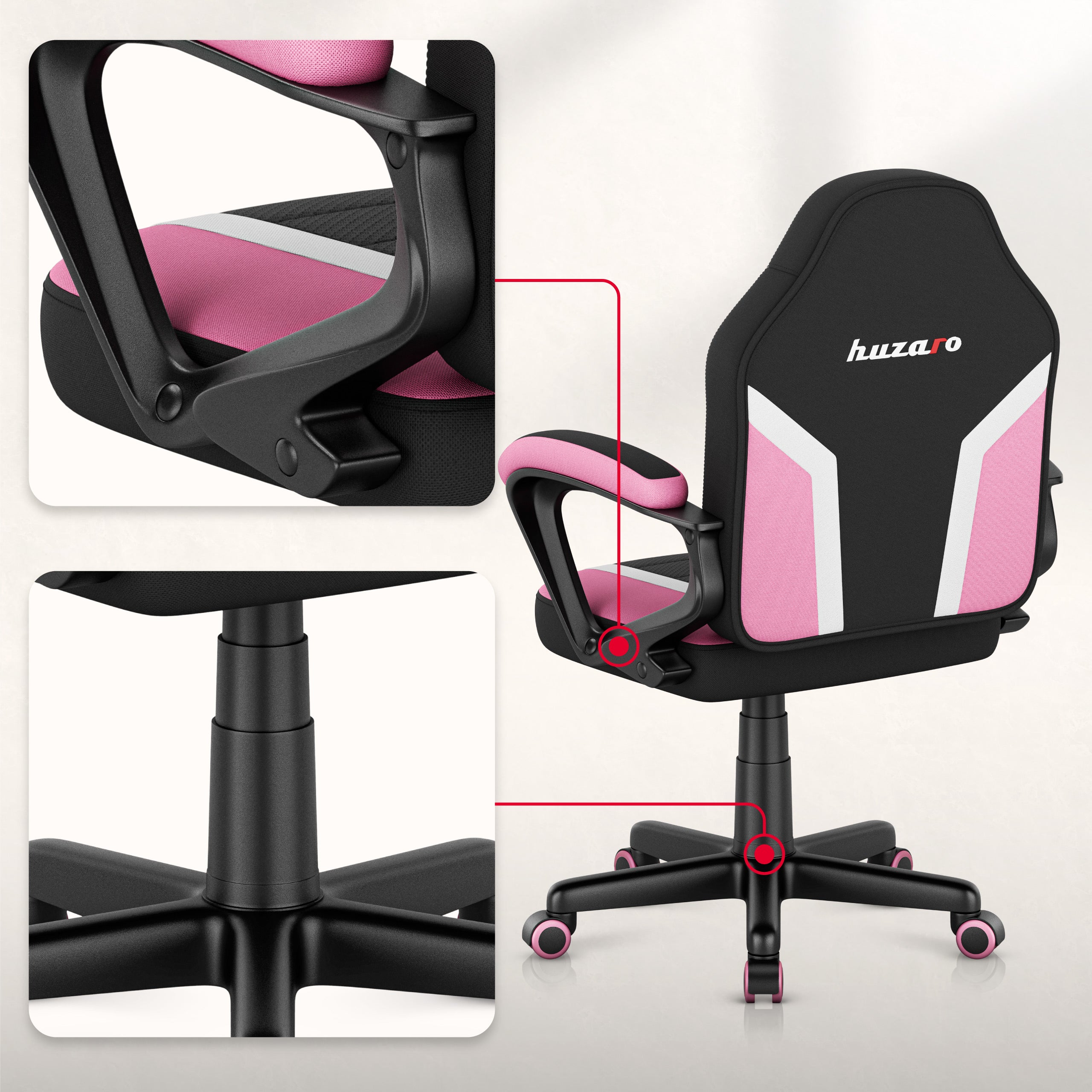 Huzaro Ranger 1.0 Pink Mesh Žaidimų kėdė vaikui
